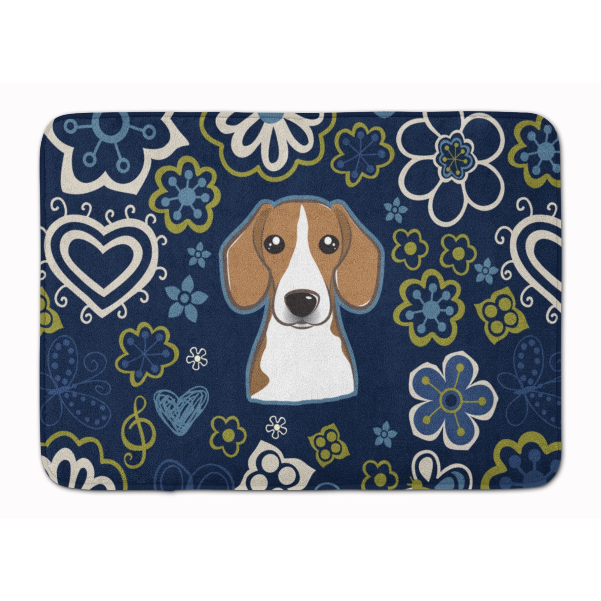 'Caroline'S Treasures Blue Flowers Beagle Floor Mat, 19'''' X 27'''', Multicolor''