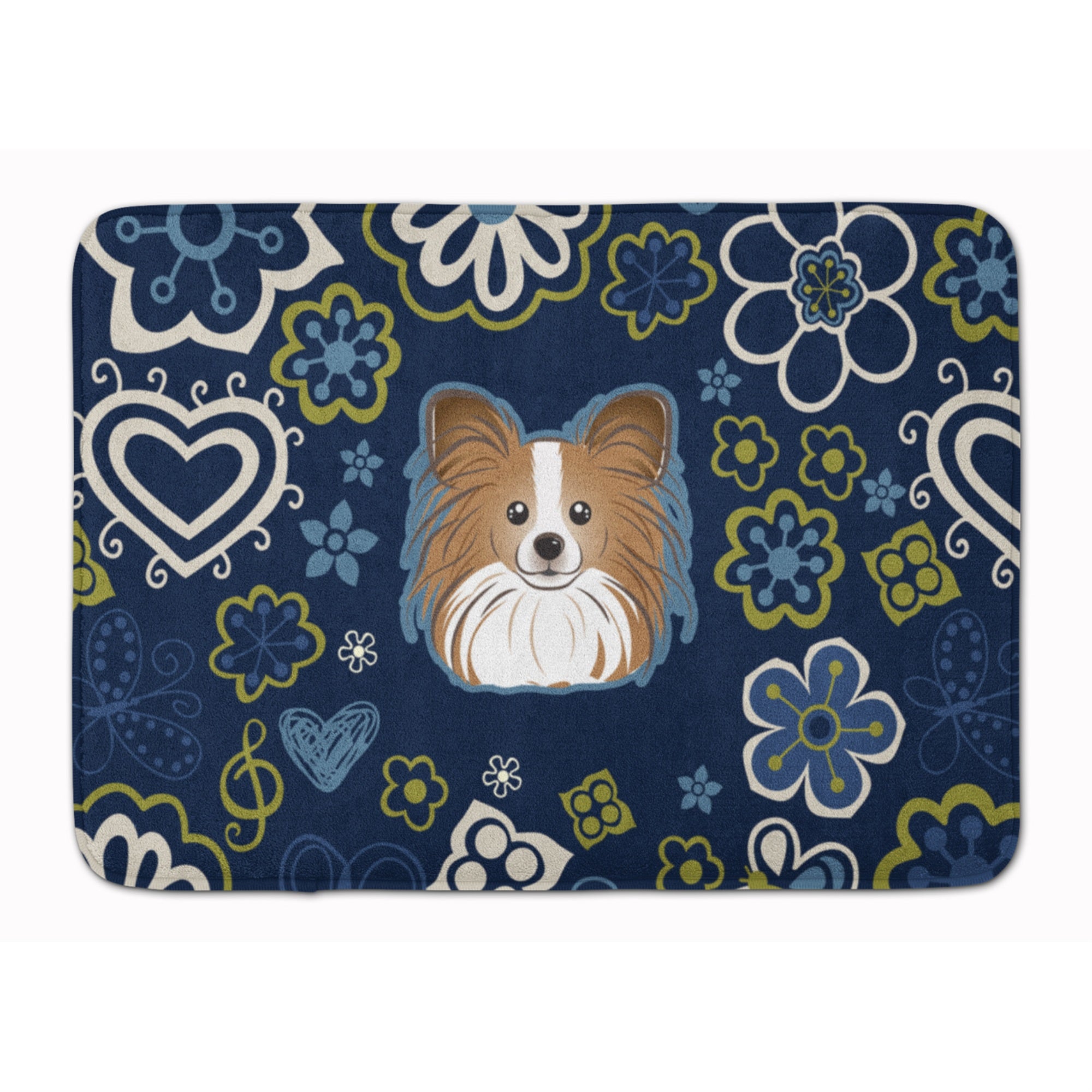'Caroline'S Treasures Blue Flowers Papillon Floor Mat, 19'''' X 27'''', Multicolor''
