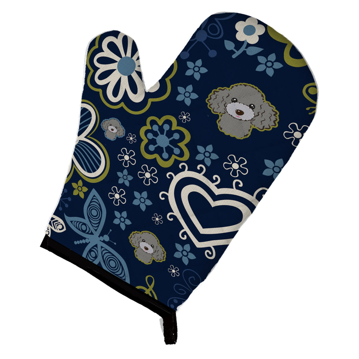'Caroline'S Treasures Blue Flowers Silver Gray Poodle, Large, Multicolor Oven Mitt''