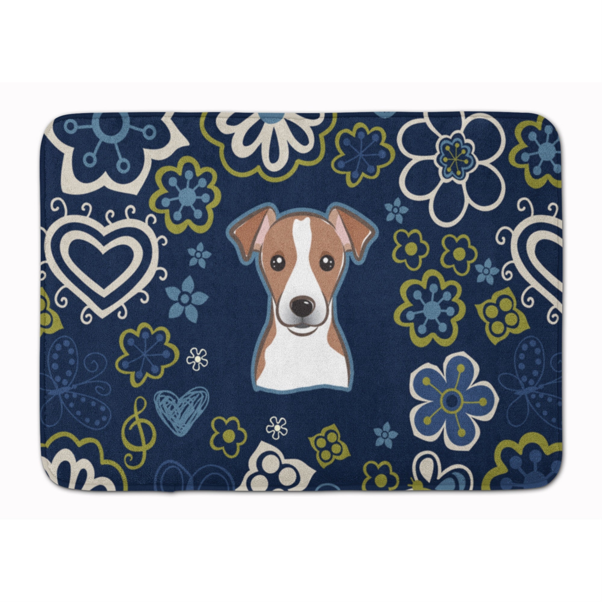 'Caroline'S Treasures Blue Flowers Jack Russell Terrier Floor Mat, 19'''' X 27'''', Multicolor''