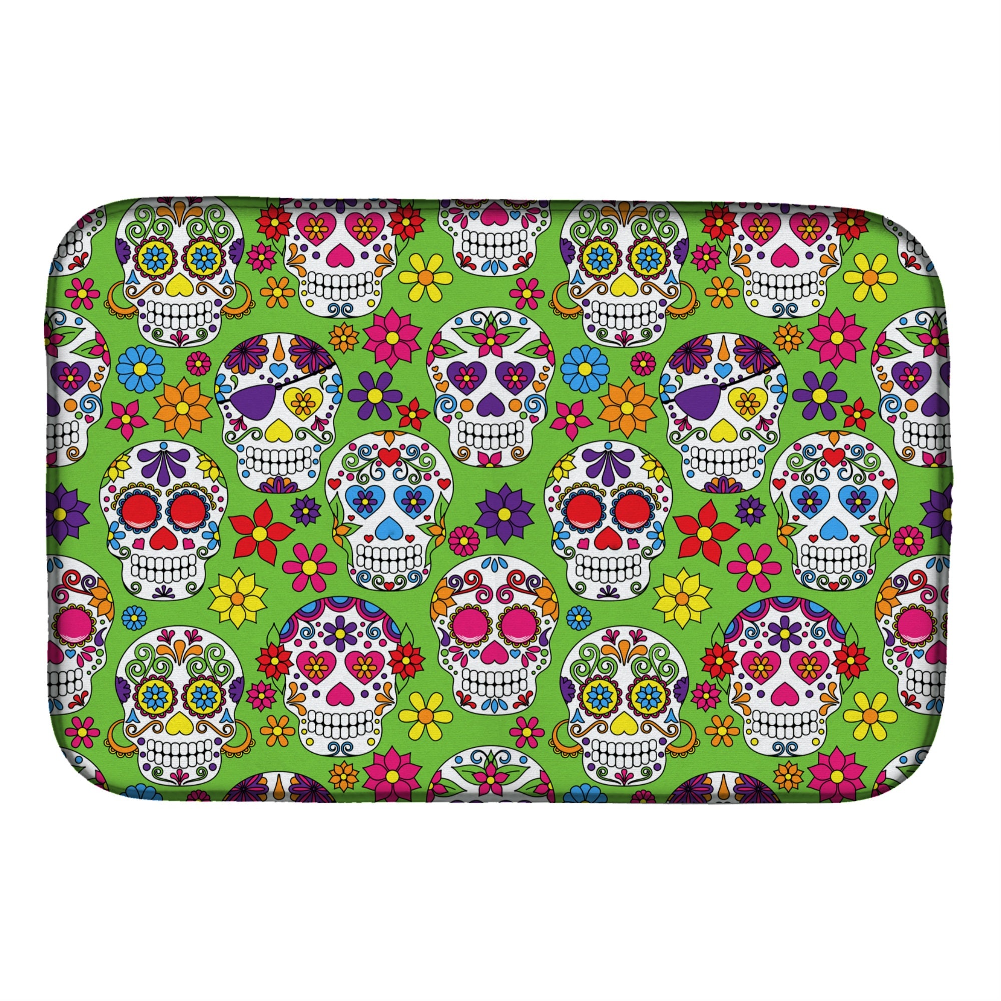 'Caroline'S Treasures Day Of The Dead Green Dish Drying Mat, 14'''' X 21''''''
