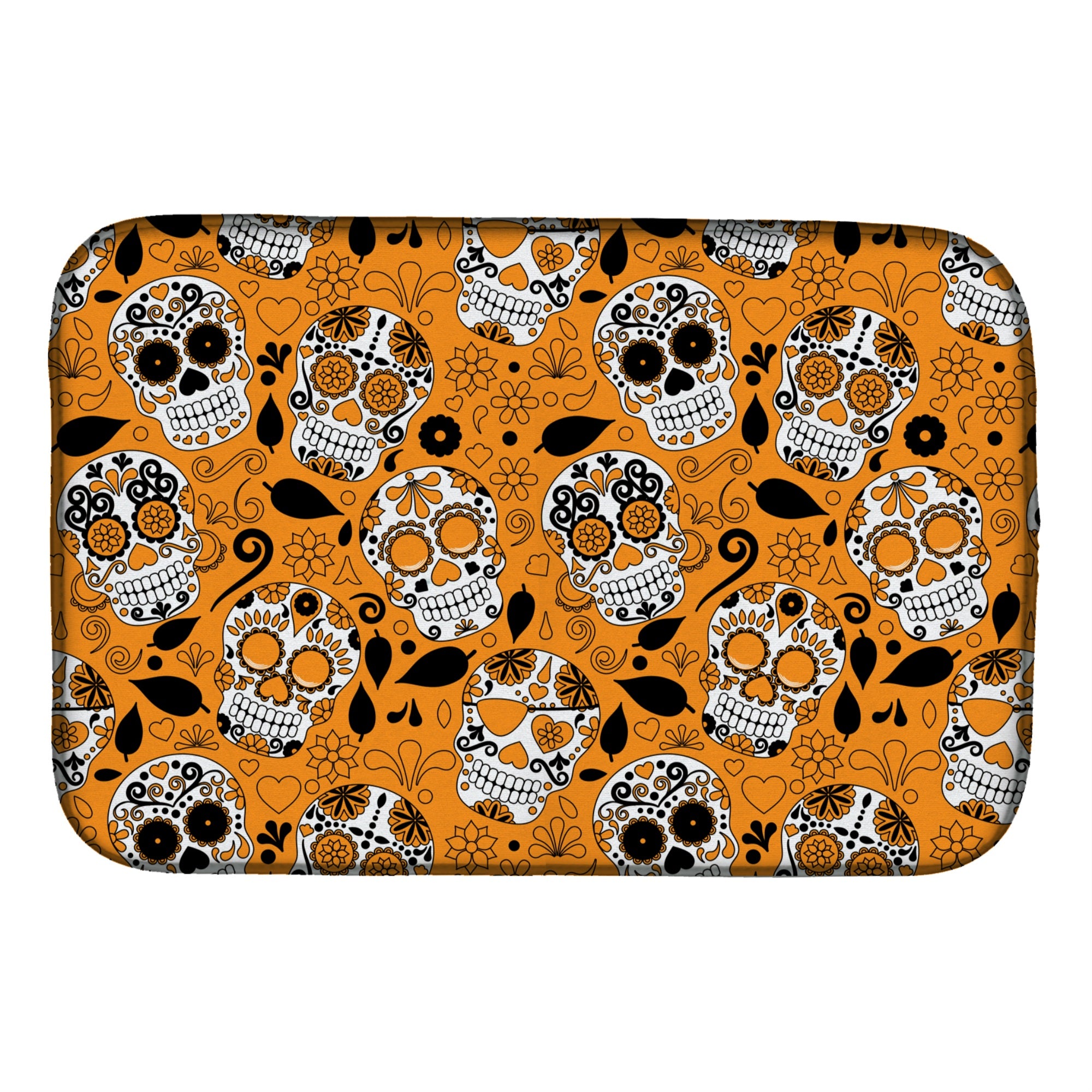 'Caroline'S Treasures Day Of The Dead Orange Dish Drying Mat, 14'''' X 21''''''
