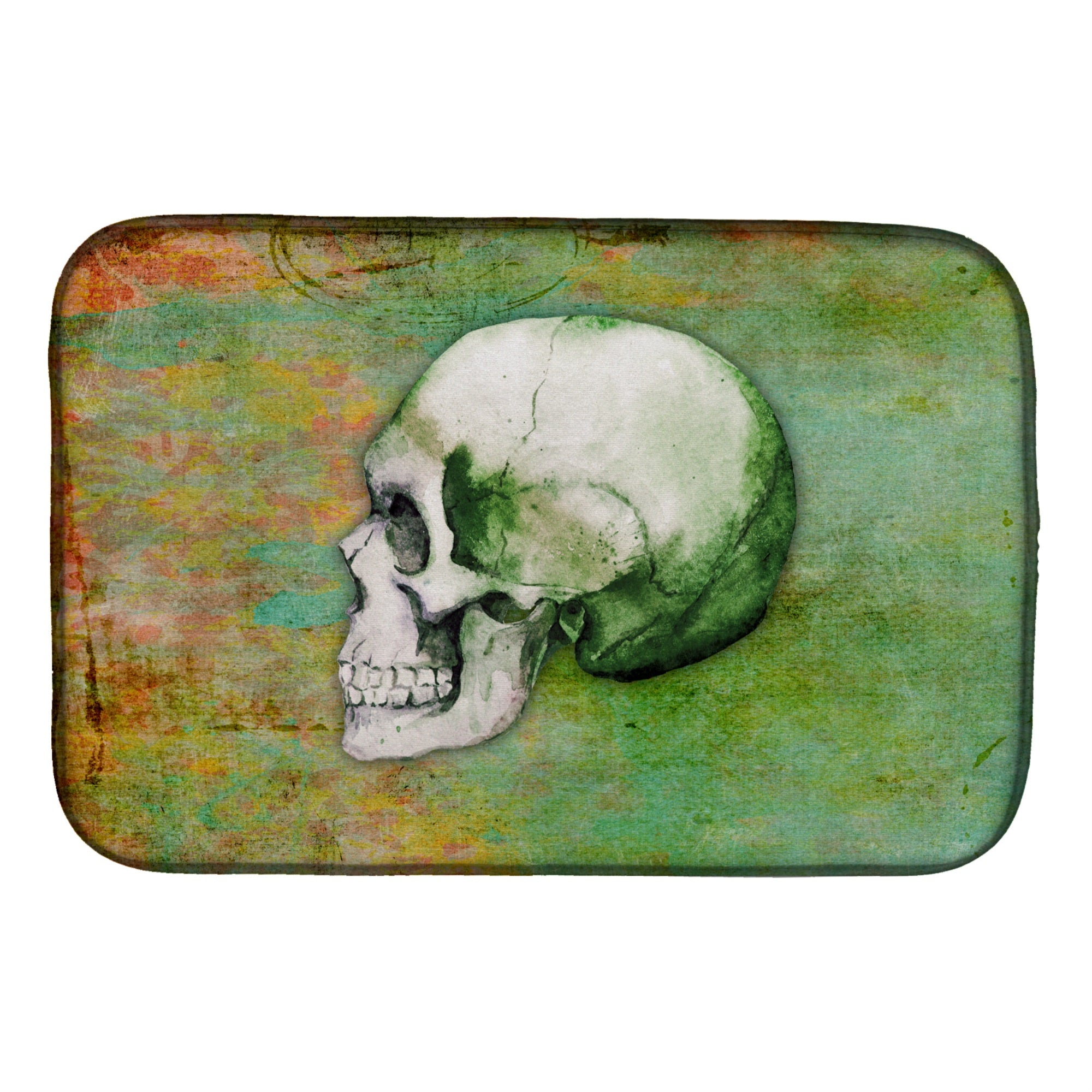 'Caroline'S Treasures Day Of The Dead Green Skull Dish Drying Mat, 14'''' X 21''''''