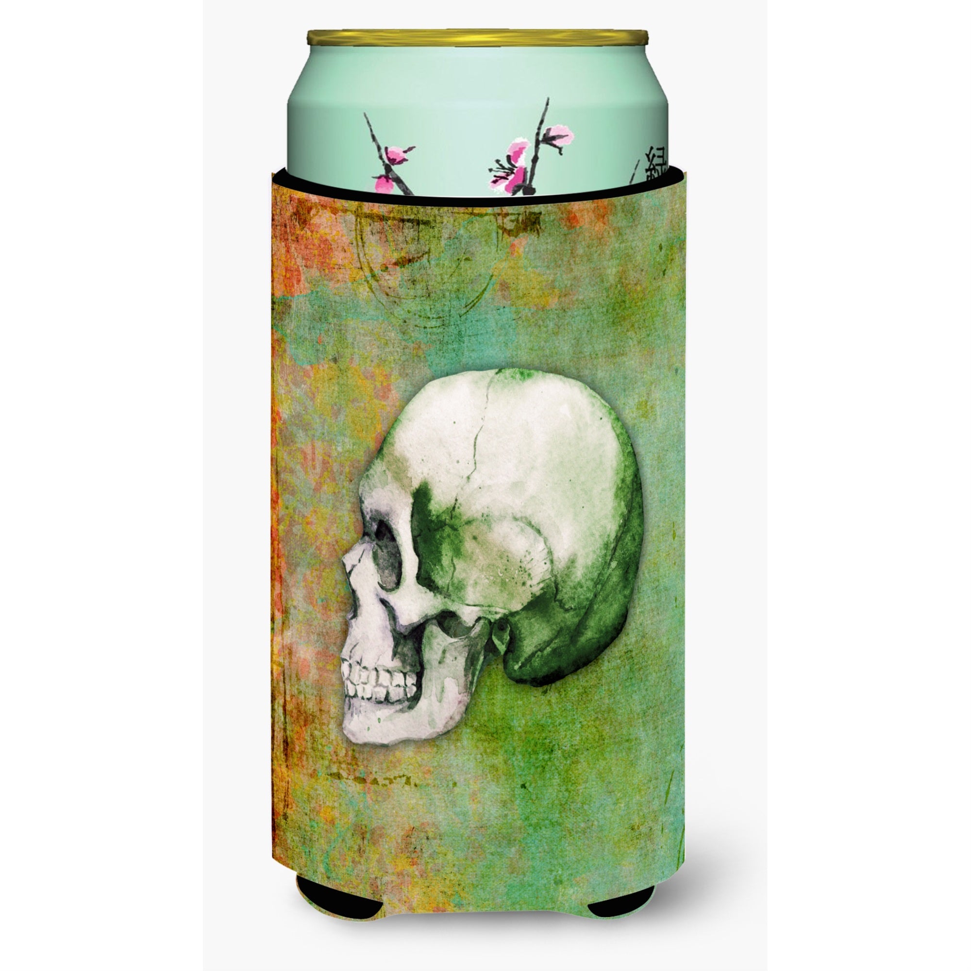 'Caroline'S Treasures Day Of The Dead Green Skull Tall Boy Beverage Insulator Hugger, Multicolor''