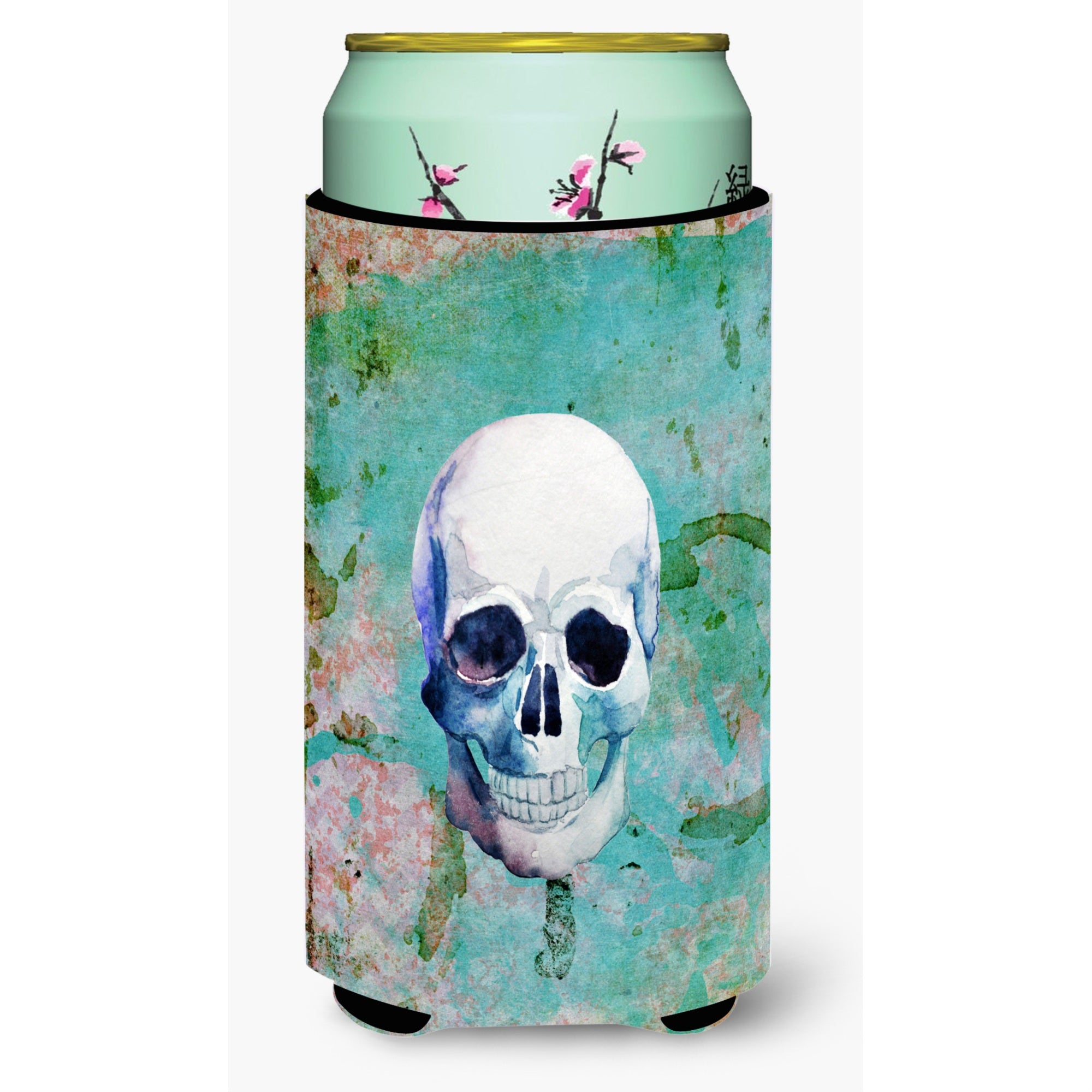 'Caroline'S Treasures Day Of The Dead Teal Skull Tall Boy Beverage Insulator Hugger, Multicolor''