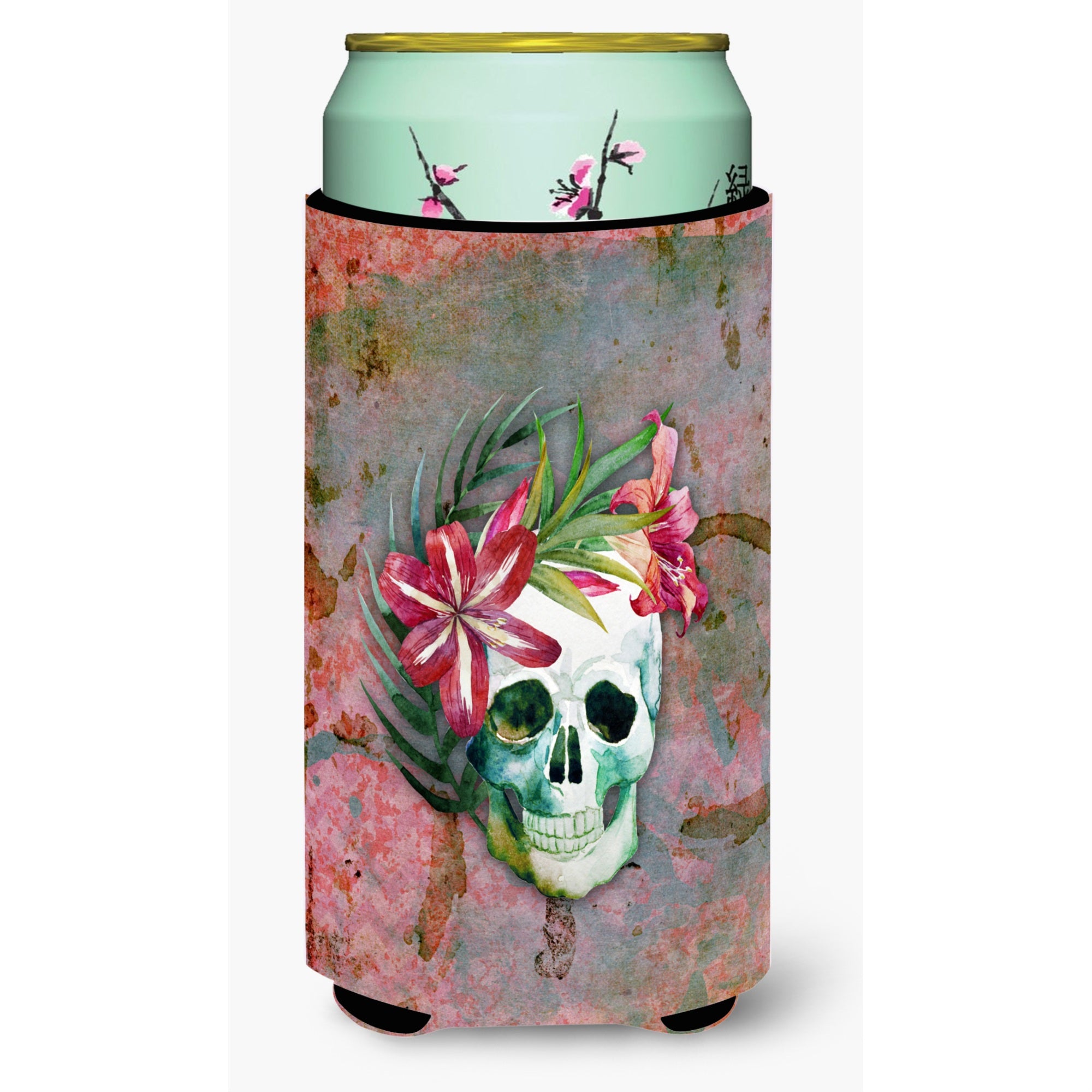 'Caroline'S Treasures Day Of The Dead Skull Flowers Tall Boy Beverage Insulator Hugger, Multicolor''