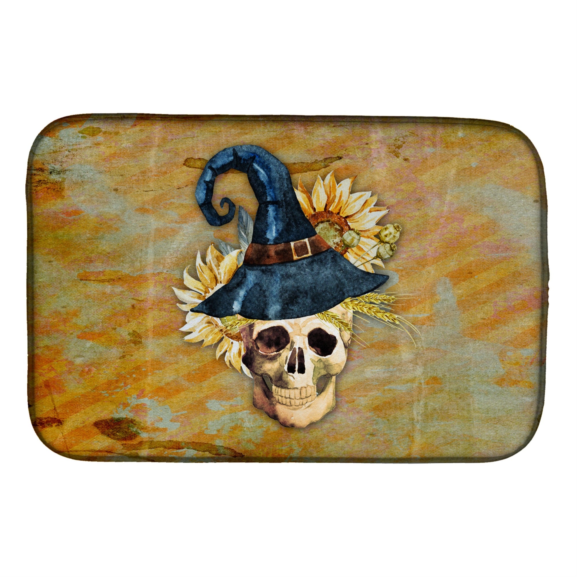 'Caroline'S Treasures Day Of The Dead Witch Skull Dish Drying Mat, 14'''' X 21''''''