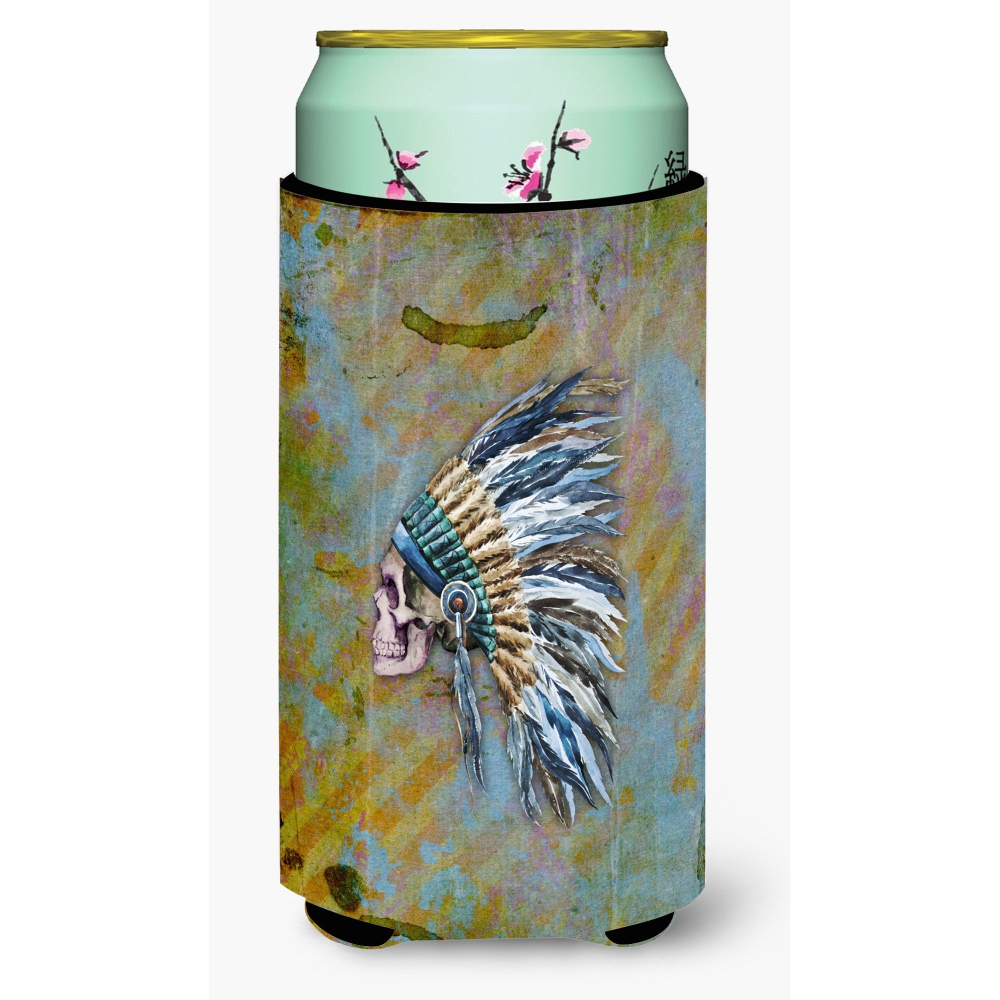 'Caroline'S Treasures Day Of The Dead Indian Chief Skull Tall Boy Beverage Insulator Hugger, Multicolor''