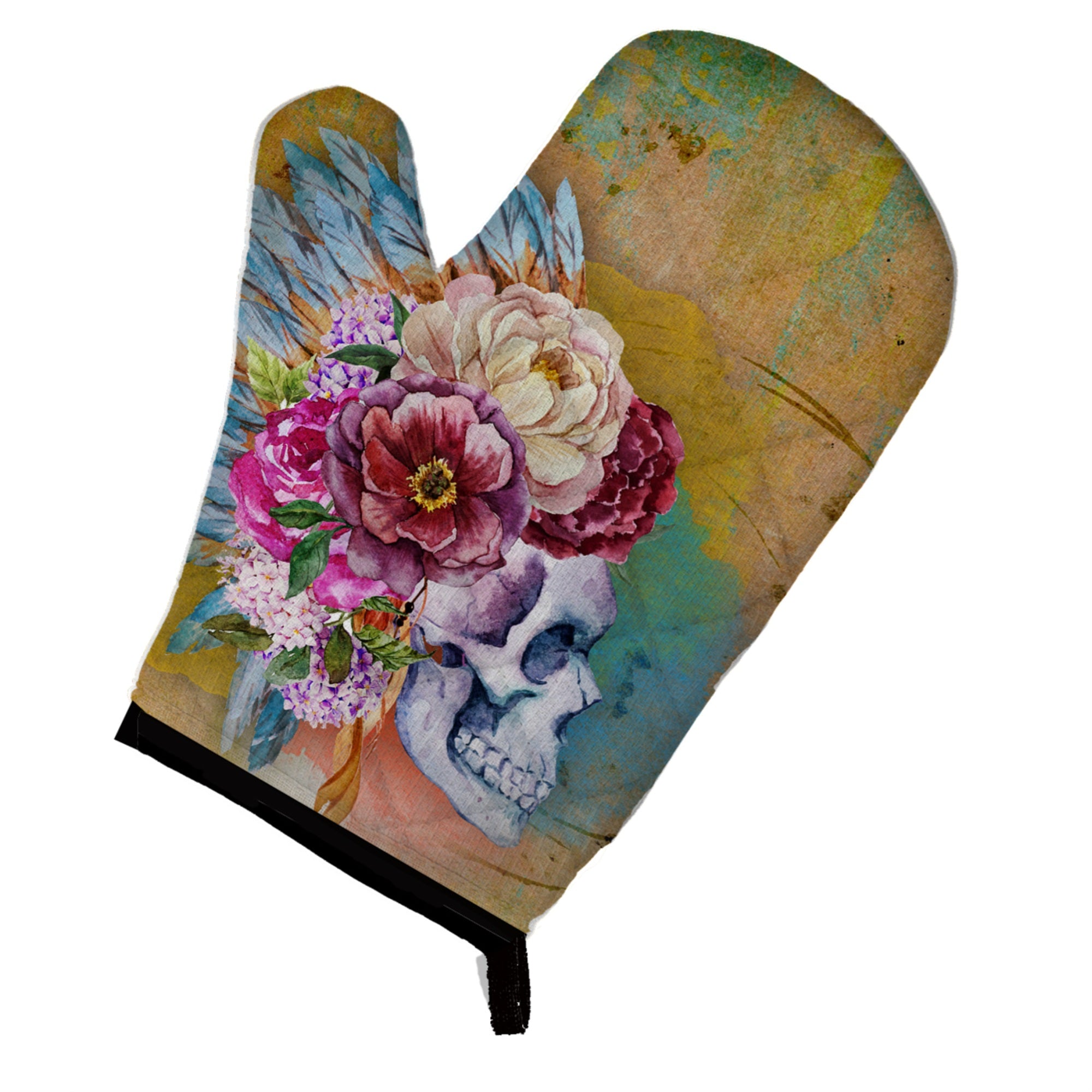 'Caroline'S Treasures Day Of The Dead Flowers Skull Oven Mitt, Multicolor, 12'''' X 8.5''''''