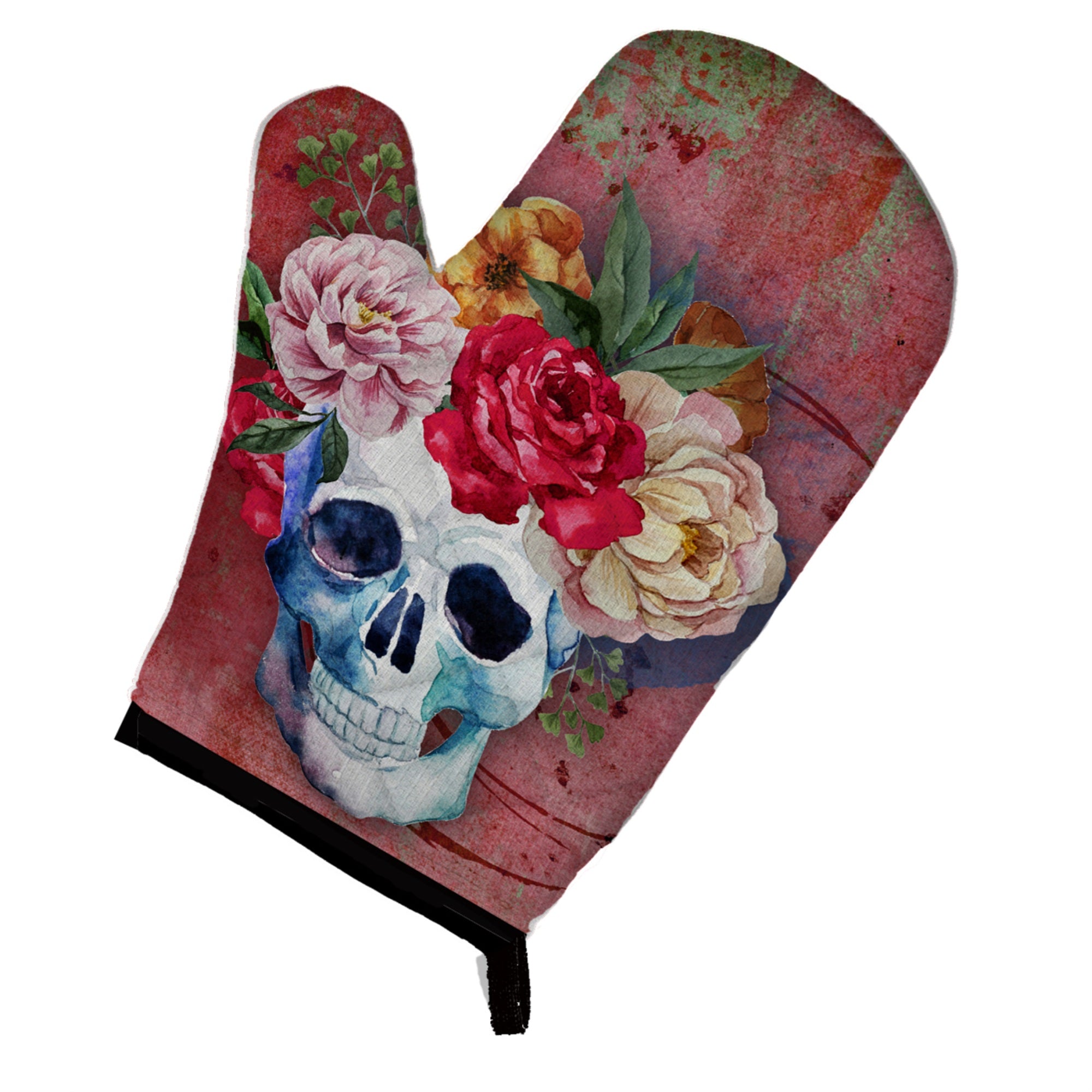 'Caroline'S Treasures Day Of The Dead Red Flowers Skull Oven Mitt, Multicolor, 12'''' X 8.5''''''
