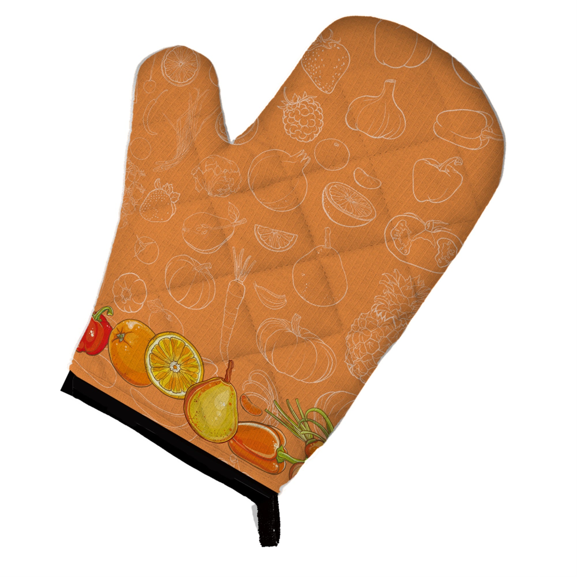 'Caroline'S Treasures Fruits And Vegetables In Orange Oven Mitt, Multicolor, 12'''' X 8.5''''''