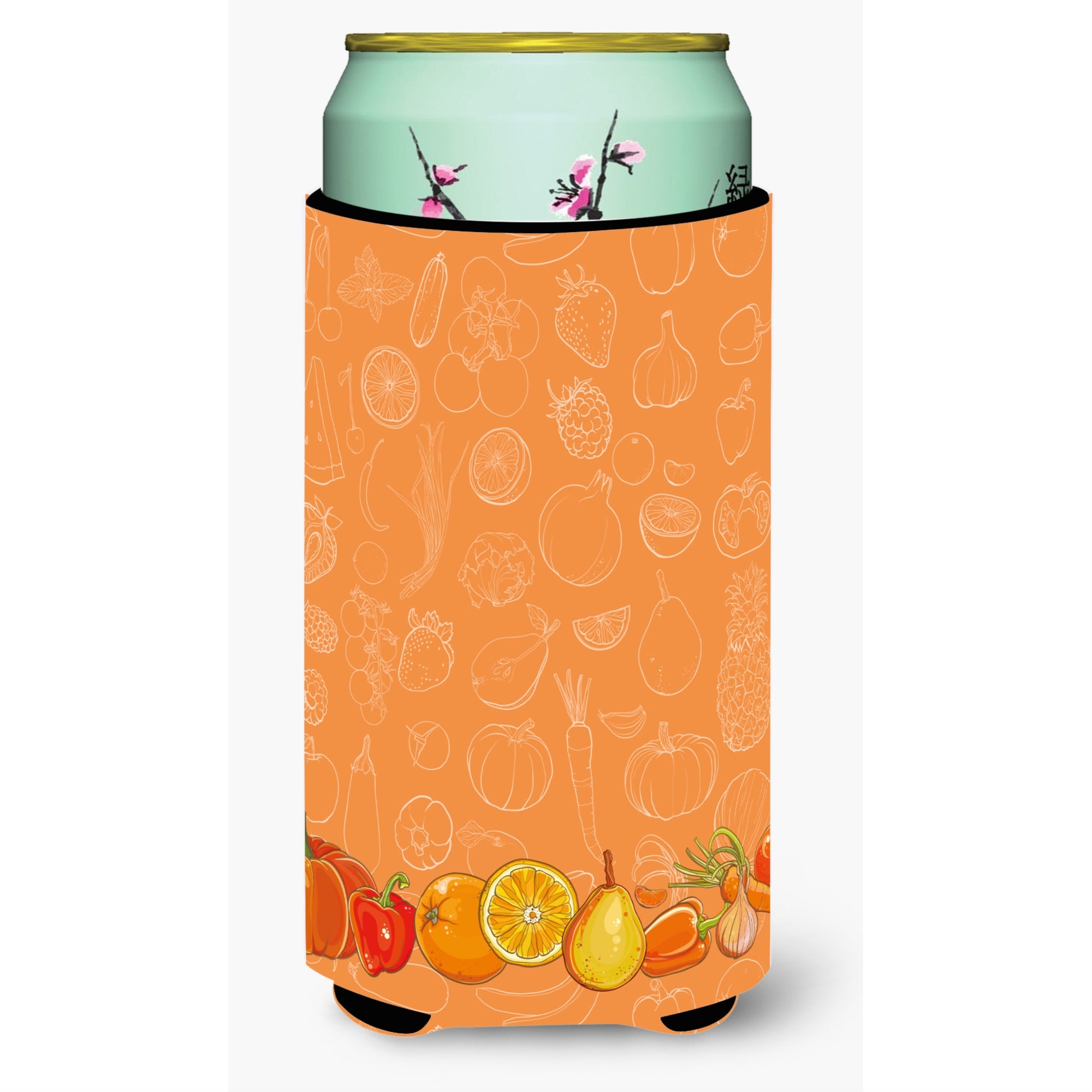 'Caroline'S Treasures Fruits & Vegetables In Orange Tall Boy Beverage Insulator Hugger, Multicolor''