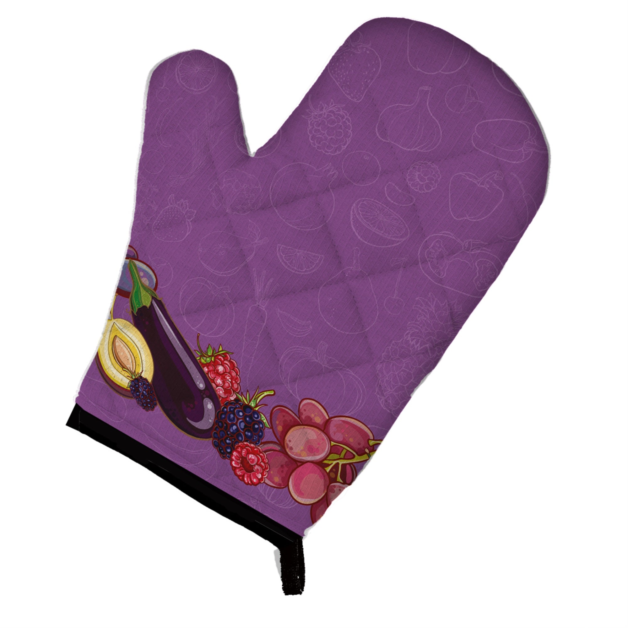 'Caroline'S Treasures Fruits And Vegetables In Purple Oven Mitt, Multicolor, 12'''' X 8.5''''''