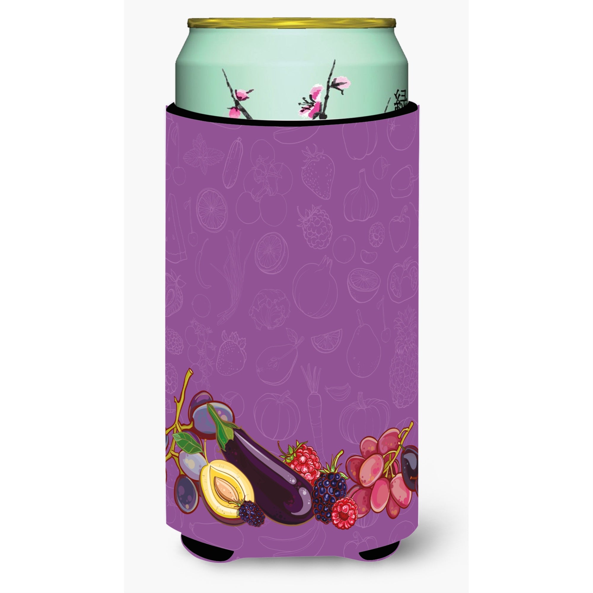 'Caroline'S Treasures Fruits & Vegetables In Purple Tall Boy Beverage Insulator Hugger, Multicolor''