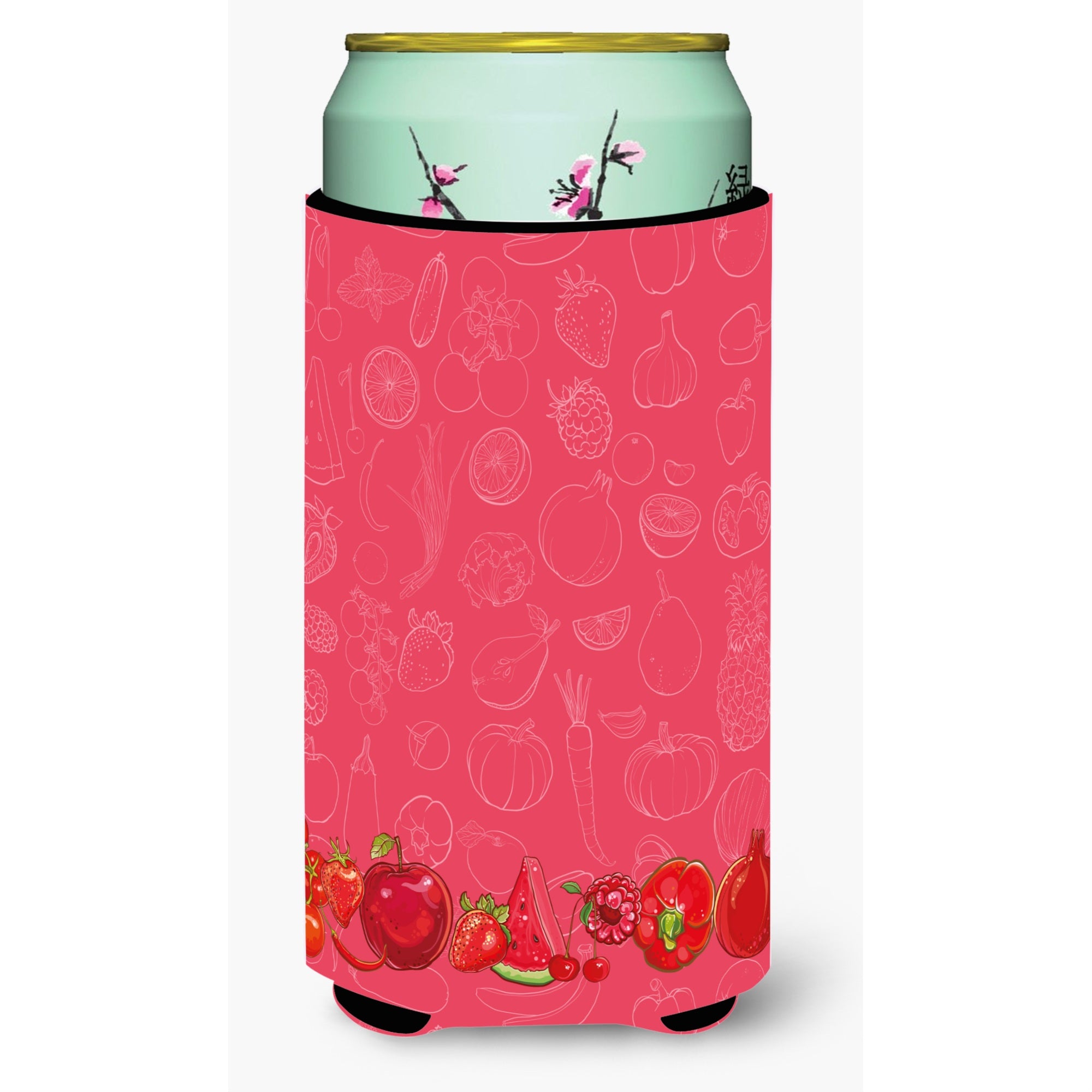 'Caroline'S Treasures Fruits & Vegetables In Red Tall Boy Beverage Insulator Hugger, Multicolor''