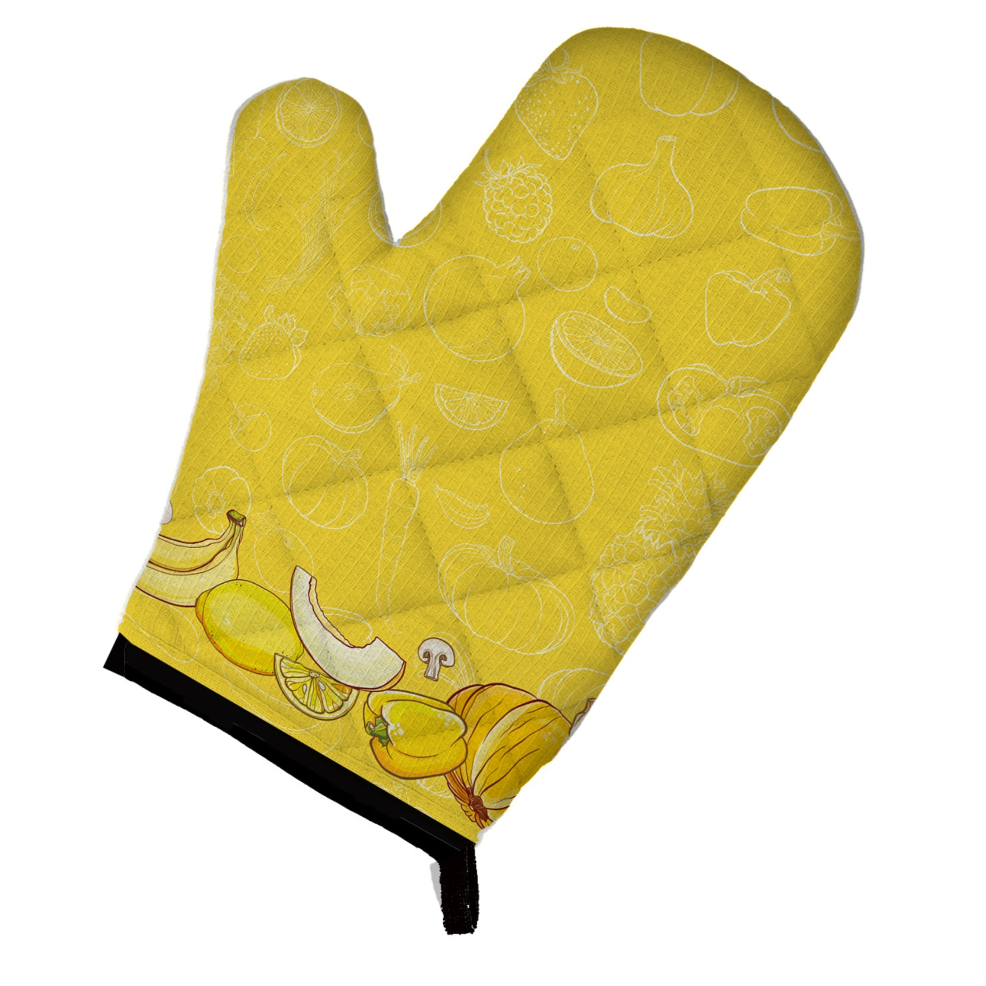 'Caroline'S Treasures Fruits And Vegetables In Yellow Oven Mitt, Multicolor, 12'''' X 8.5''''''
