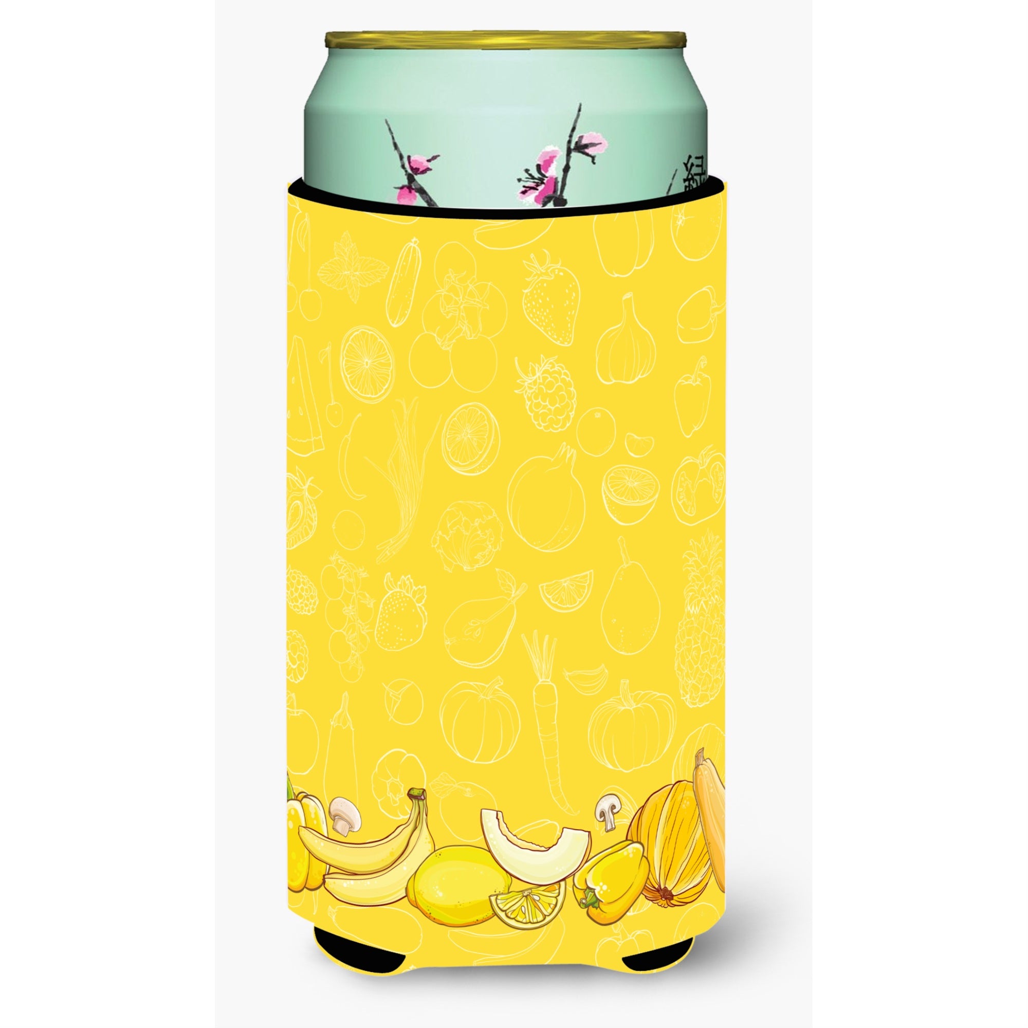 'Caroline'S Treasures Fruits & Vegetables In Yellow Tall Boy Beverage Insulator Hugger, Multicolor''