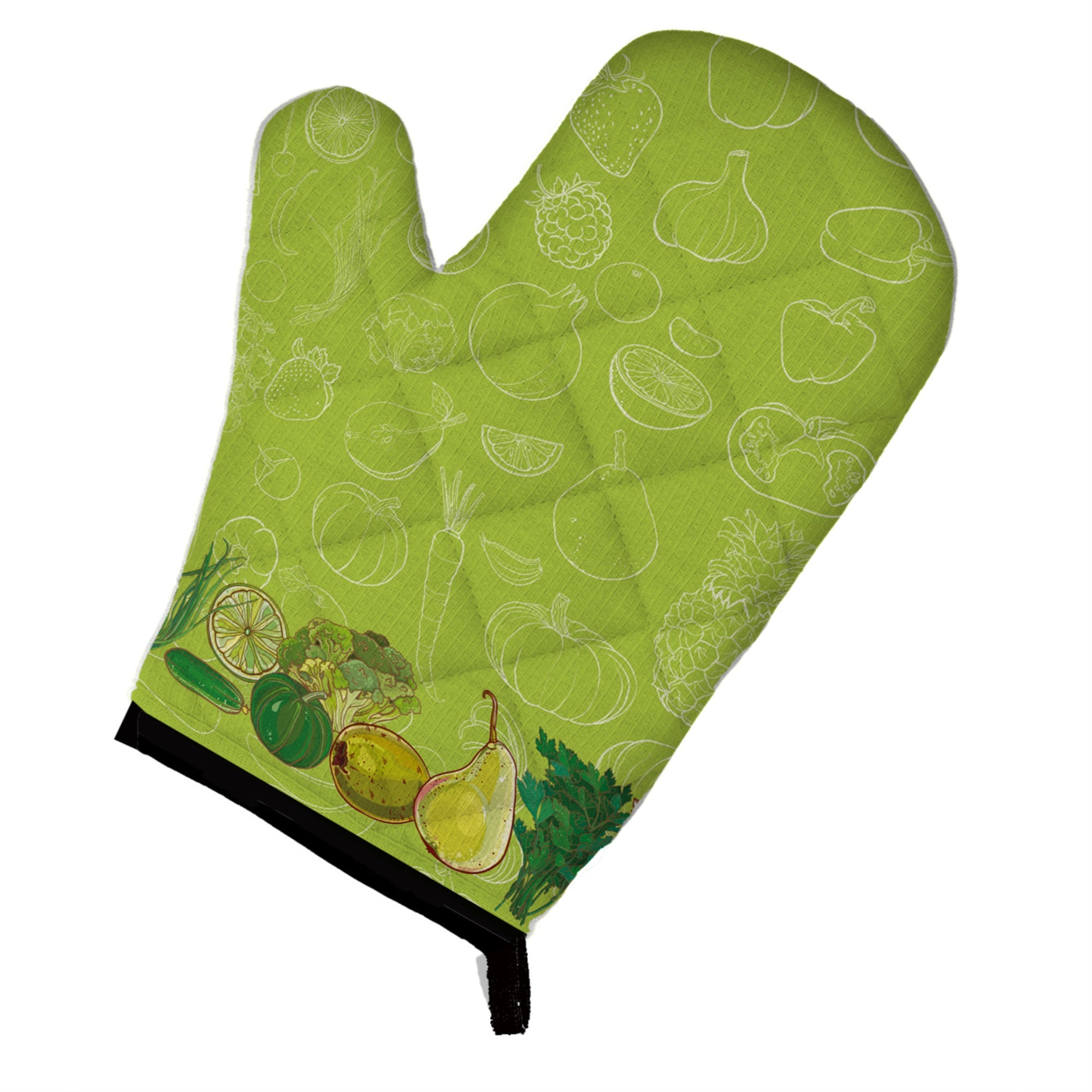 'Caroline'S Treasures Fruits And Vegetables In Green Oven Mitt, Multicolor, 12'''' X 8.5''''''