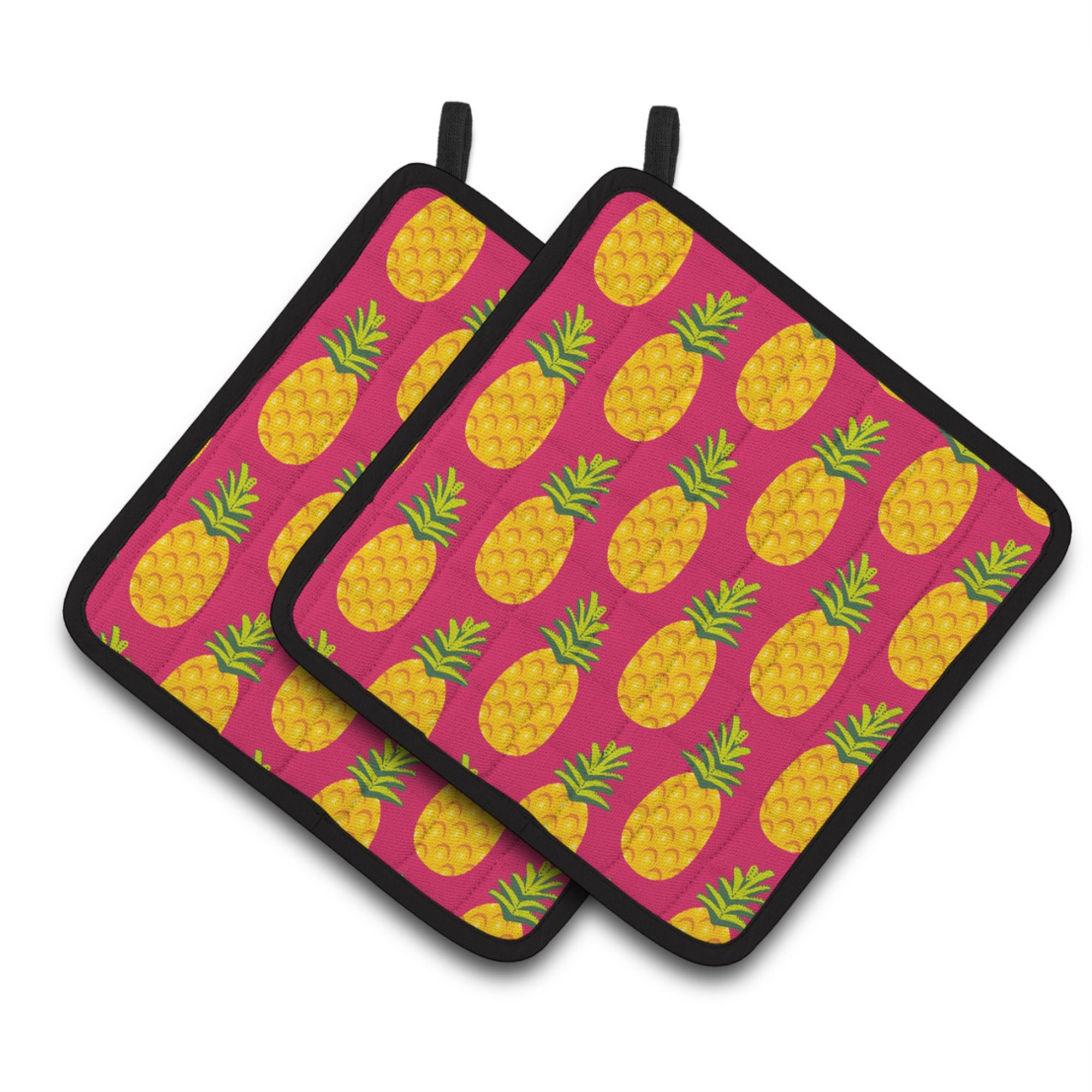 'Caroline'S Treasures Pineapples On Pink Pair Of Pot Holders, 7.5Hx7.5W, Multicolor''