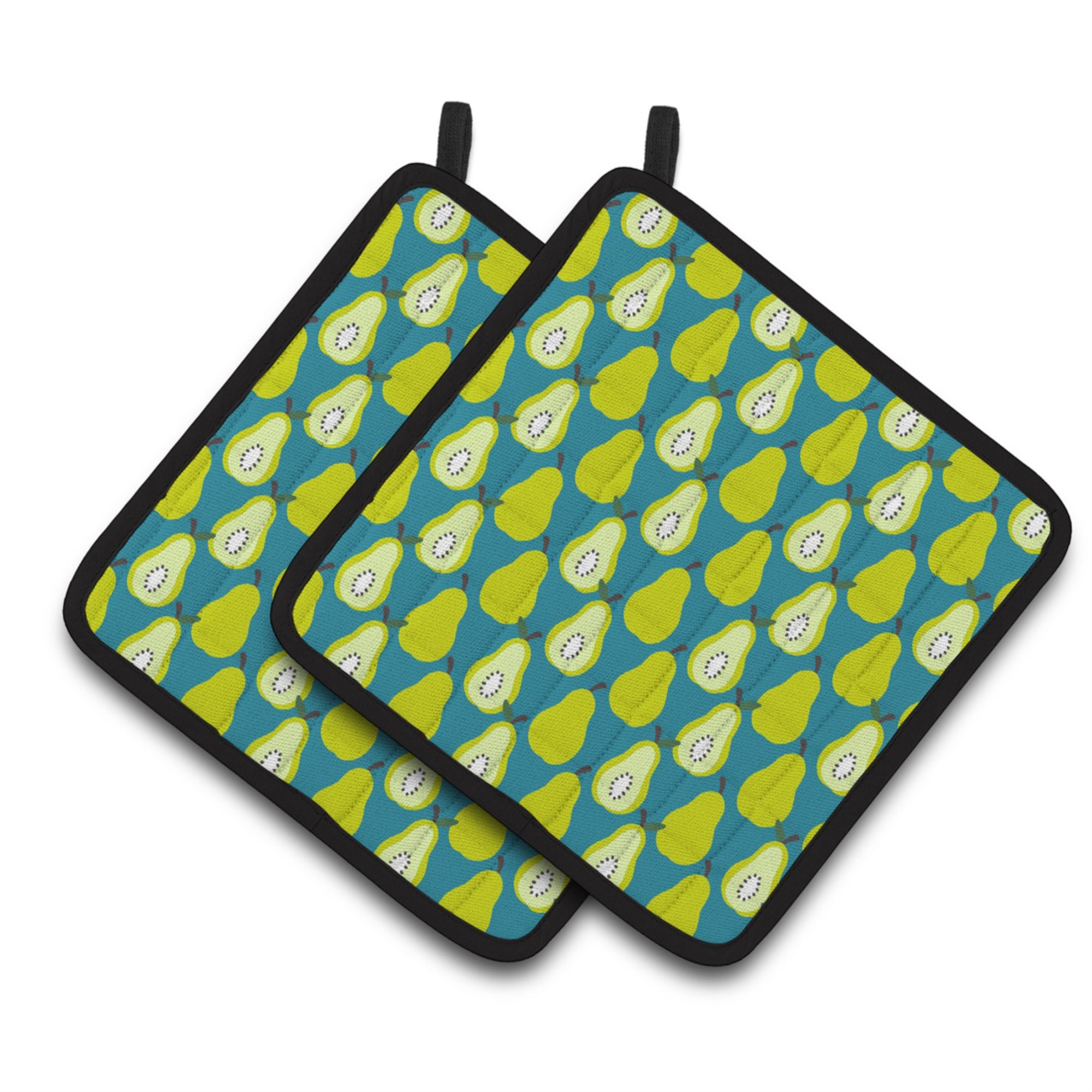 'Caroline'S Treasures Pears On Green Pair Of Pot Holders, 7.5Hx7.5W, Multicolor''