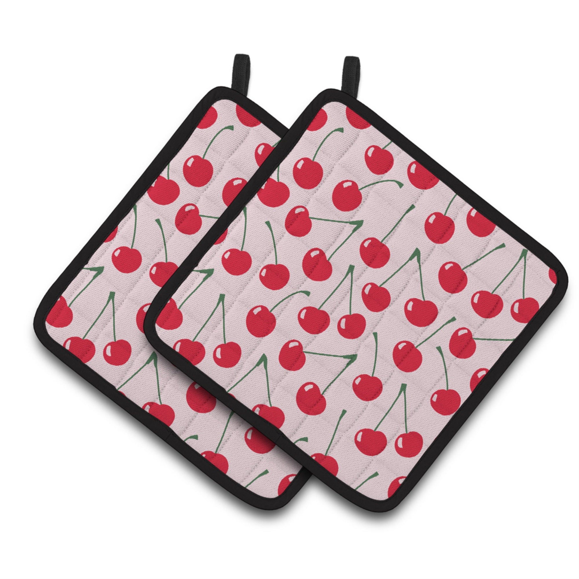 'Caroline'S Treasures Cherries On Pink Pair Of Pot Holders, 7.5Hx7.5W, Multicolor''