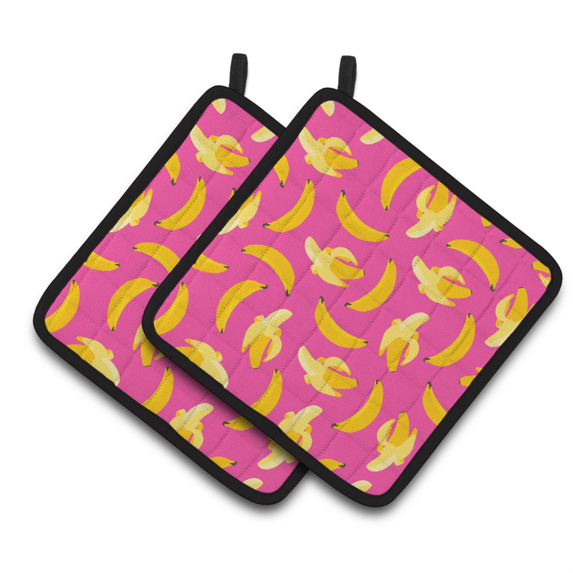 'Caroline'S Treasures Bananas On Pink Pair Of Pot Holders, 7.5Hx7.5W, Multicolor''