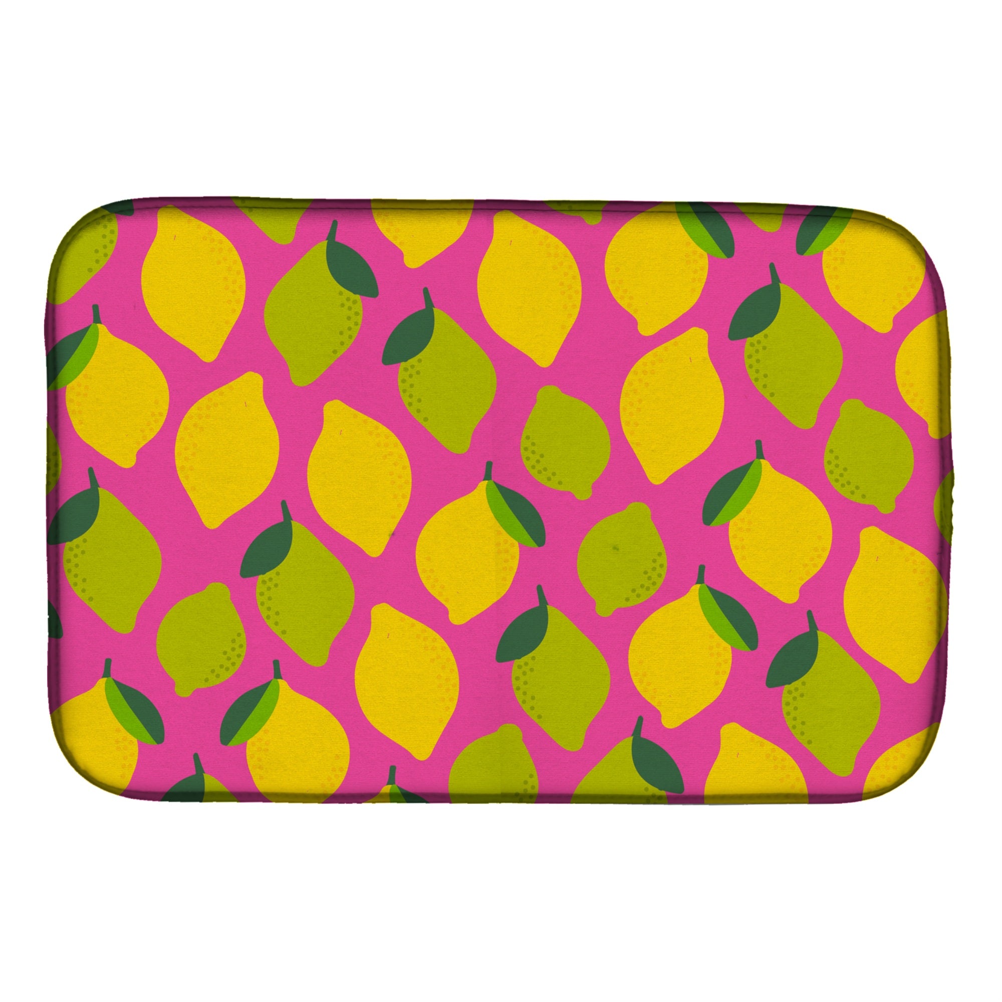 'Caroline'S Treasures Lemons And Limes On Pink Dish Drying Mat, 14'''' X 21''''''