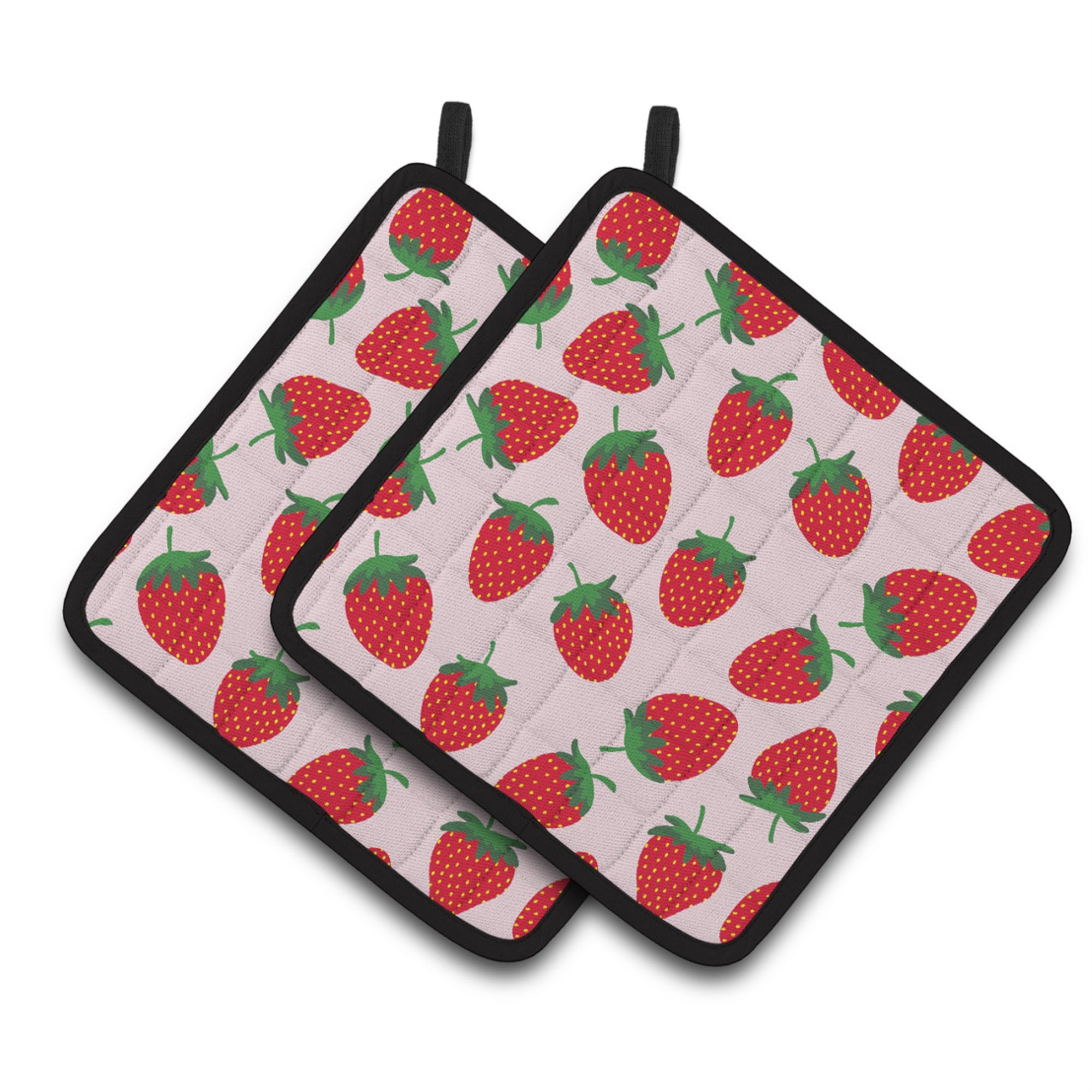 'Caroline'S Treasures Strawberries On Pink Pair Of Pot Holders, 7.5Hx7.5W, Multicolor''