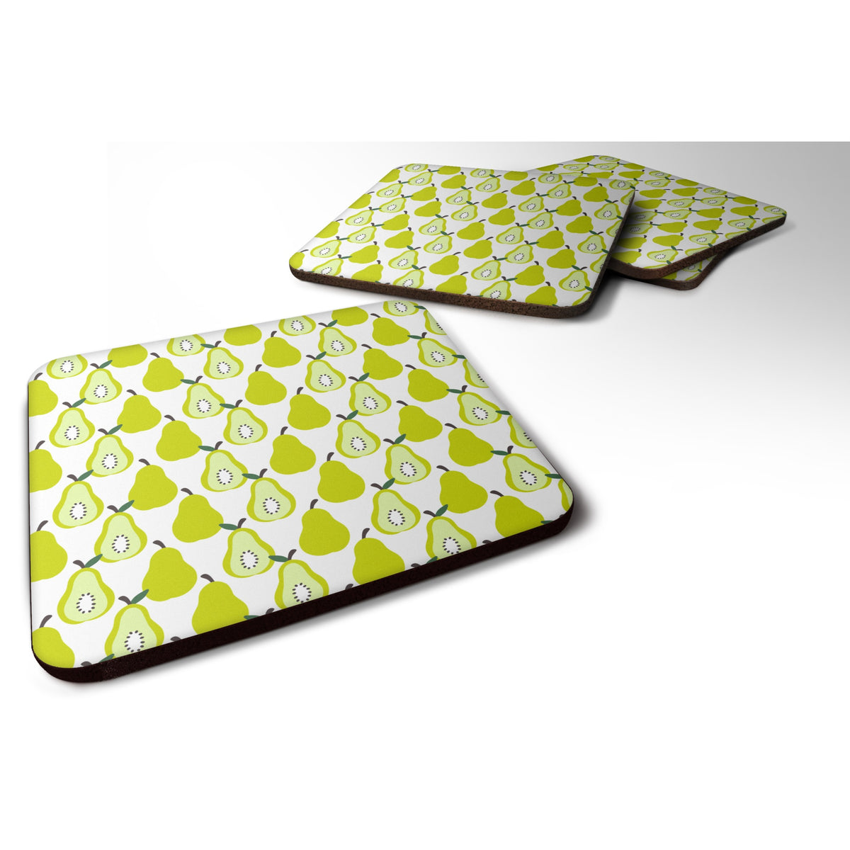 'Caroline'S Treasures Pears On White Foam Coaster Set Of 4, 3.5, Multicolor''
