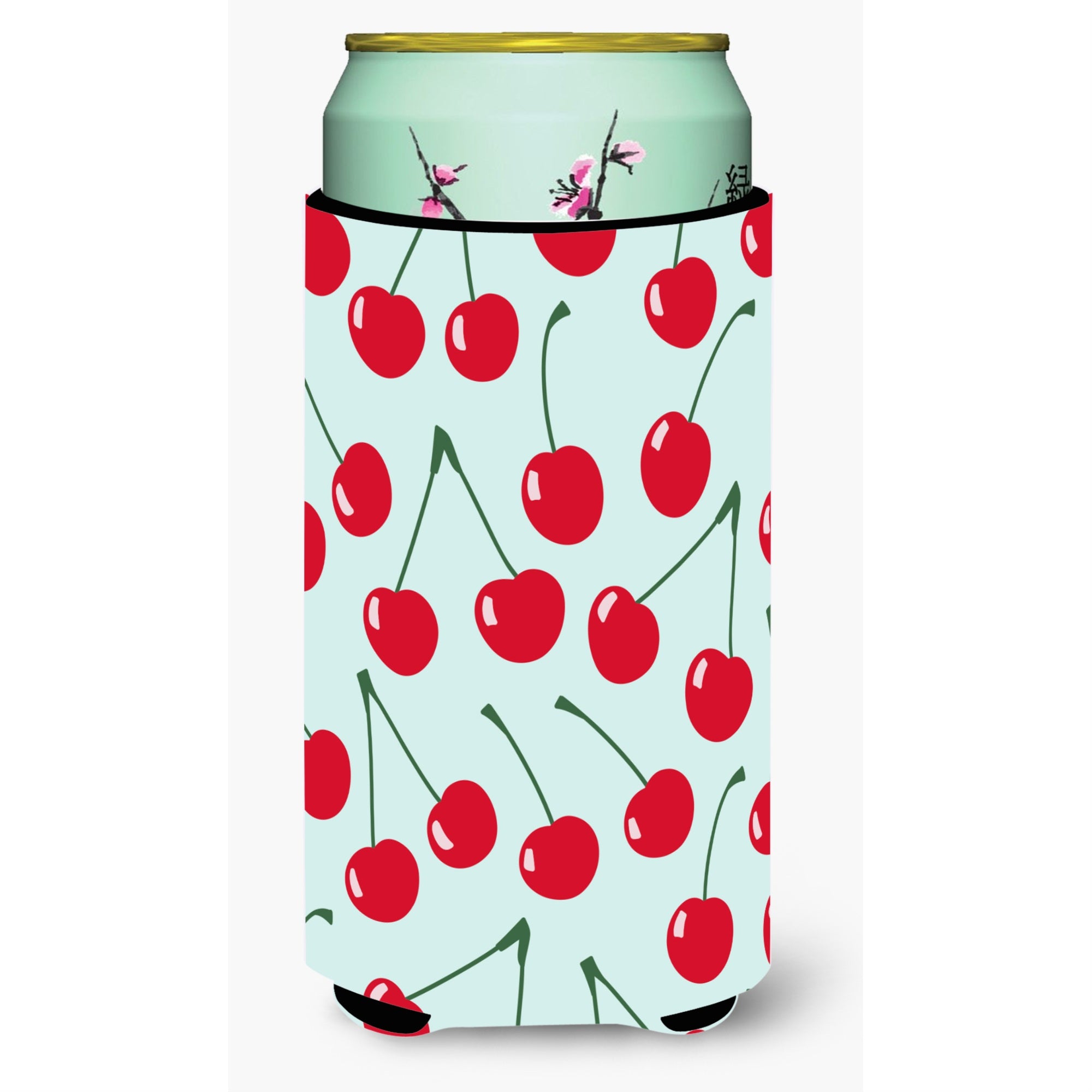 'Caroline'S Treasures Cherries On Blue Tall Boy Beverage Insulator Hugger, Multicolor''