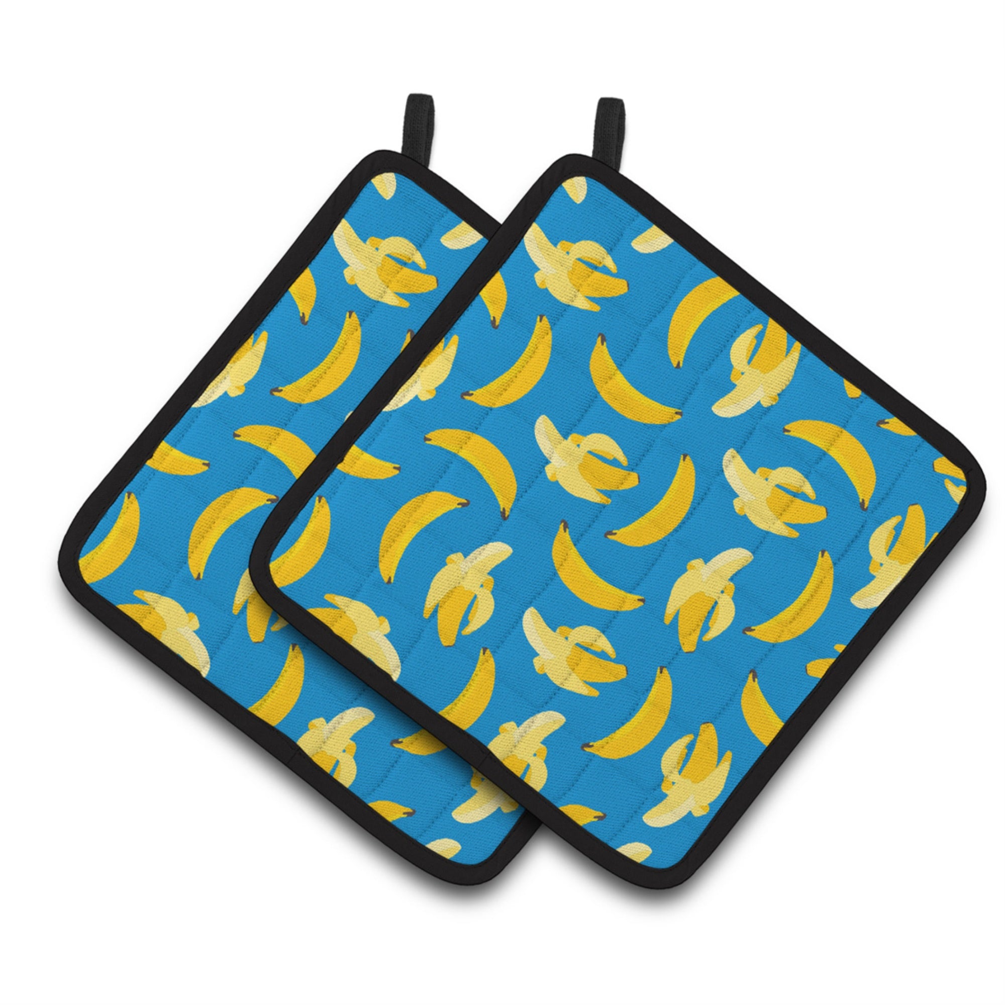 'Caroline'S Treasures Bananas On Blue Pair Of Pot Holders, 7.5Hx7.5W, Multicolor''