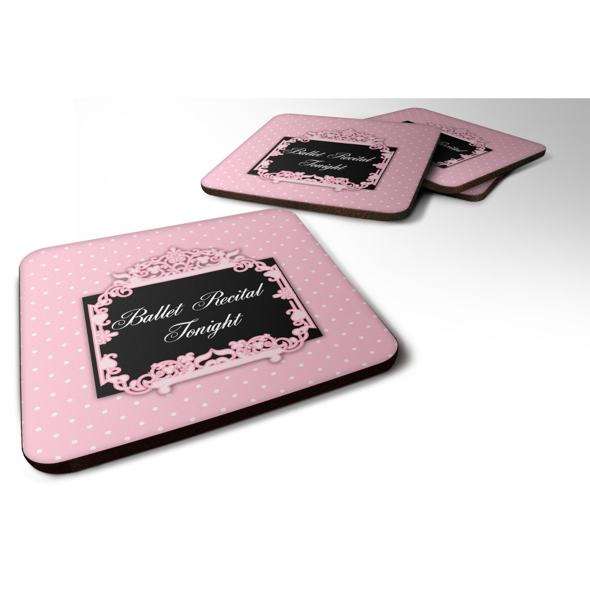 'Caroline'S Treasures Ballerina Ballet Recital Tonight Foam Coaster Set Of 4, 3.5, Multicolor''