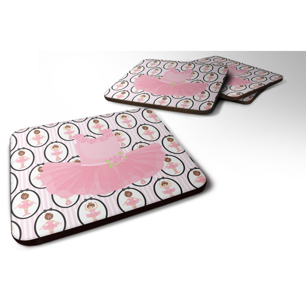 'Caroline'S Treasures Ballerina Pink Tutu Foam Coaster Set Of 4, 3.5, Multicolor''
