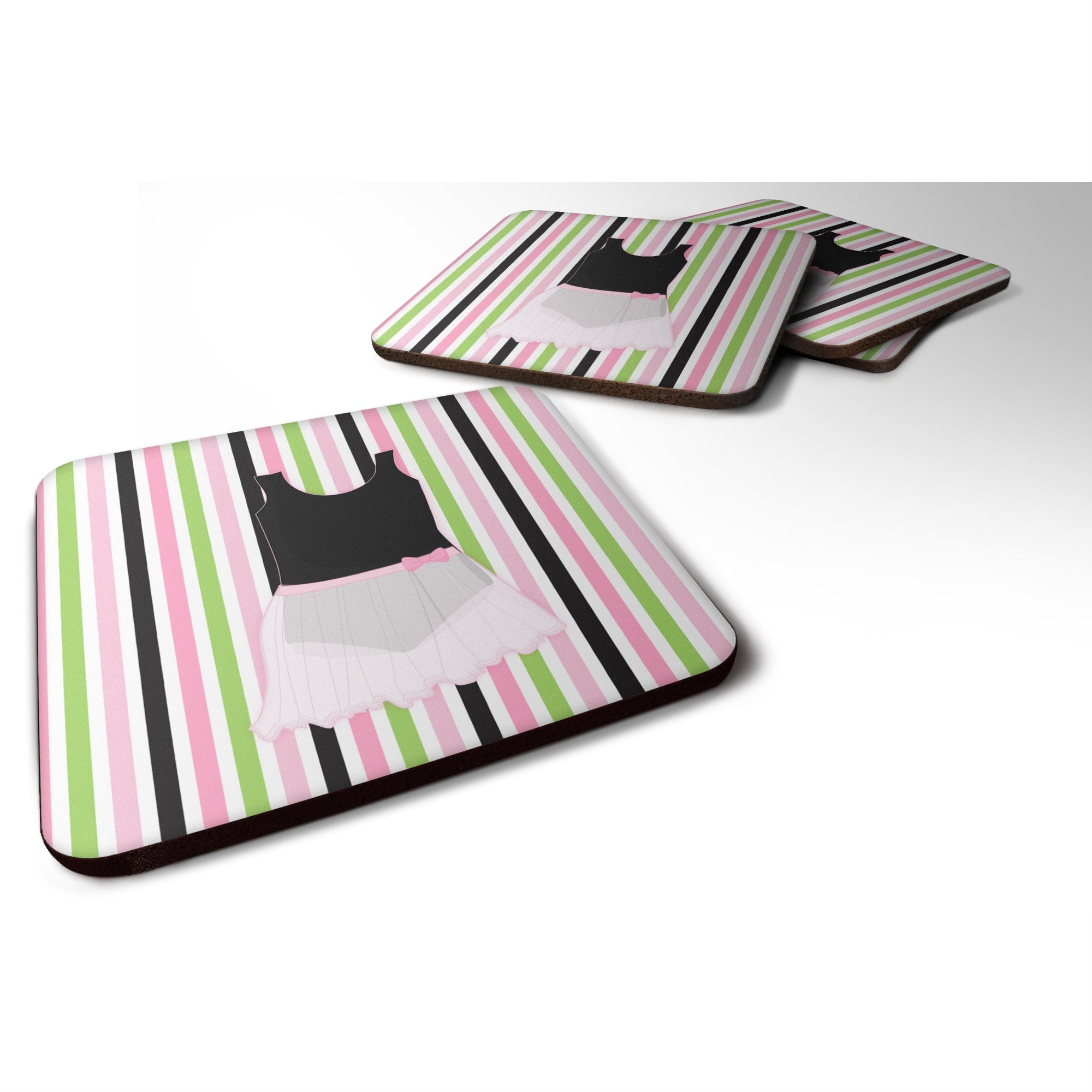 'Caroline'S Treasures Ballerina Leotard & Skirt Foam Coaster Set Of 4, 3.5, Multicolor''