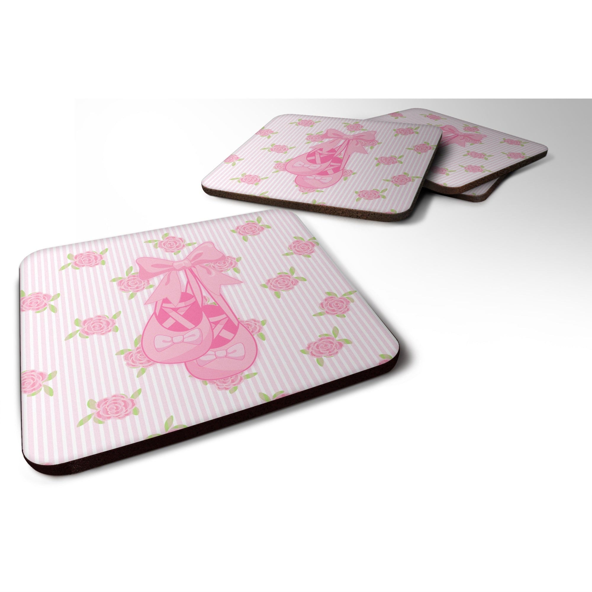 'Caroline'S Treasures Ballerina Ballet Shoes Foam Coaster Set Of 4, 3.5, Multicolor''