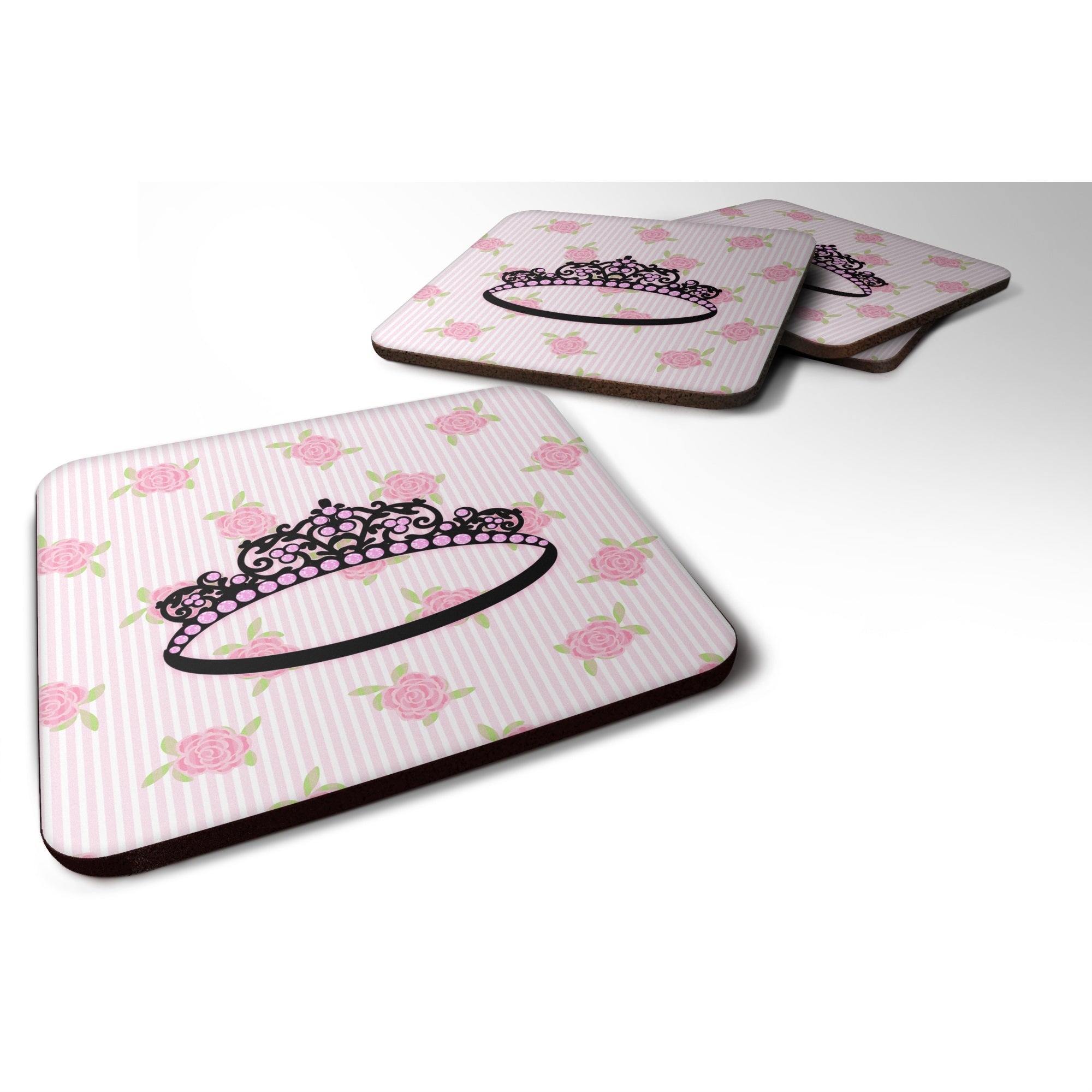 'Caroline'S Treasures Ballerina Tiara Sparkles Foam Coaster Set Of 4, 3.5, Multicolor''