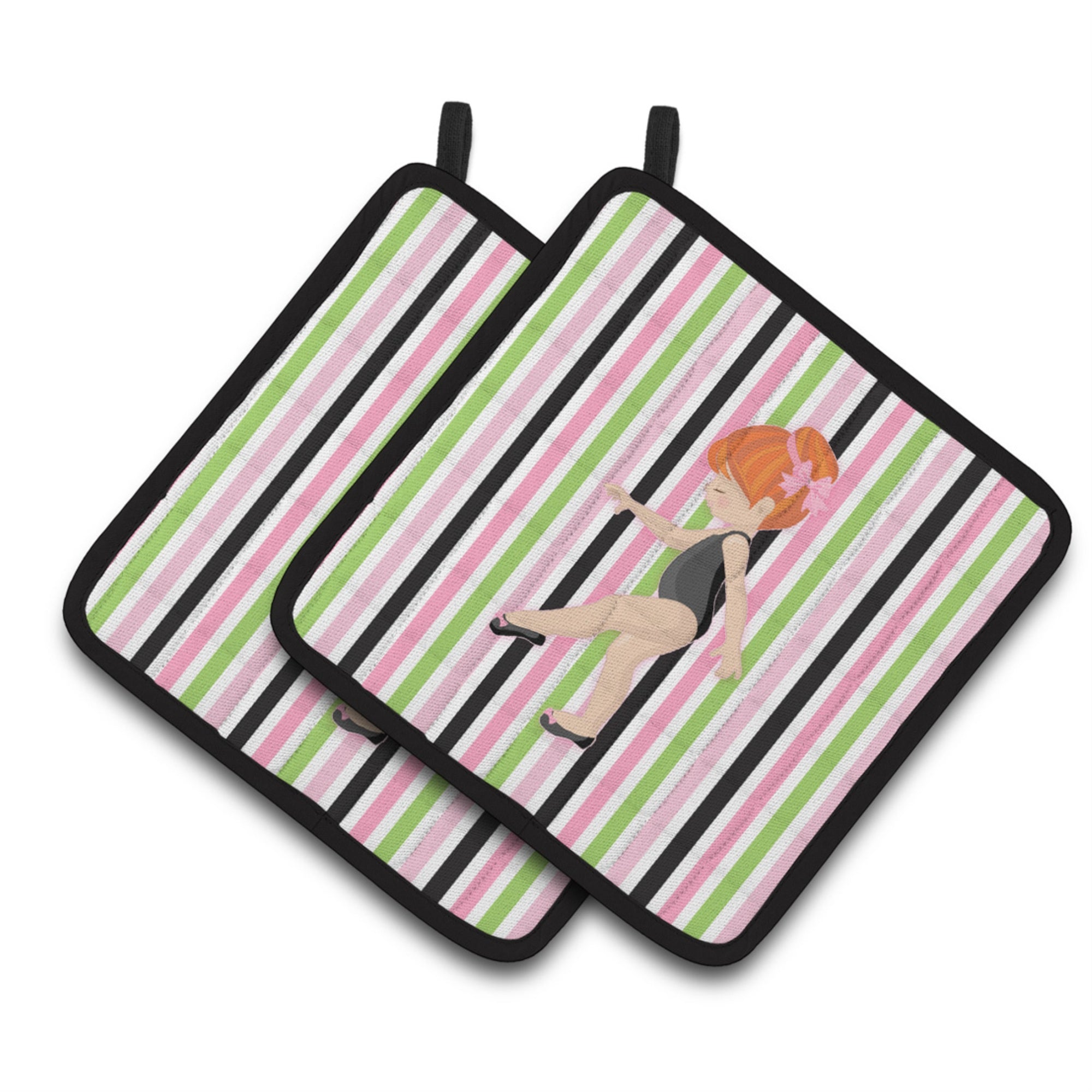 'Caroline'S Treasures Ballerina Red Head Pt. Pair Of Pot Holders, 7.5Hx7.5W, Multicolor''