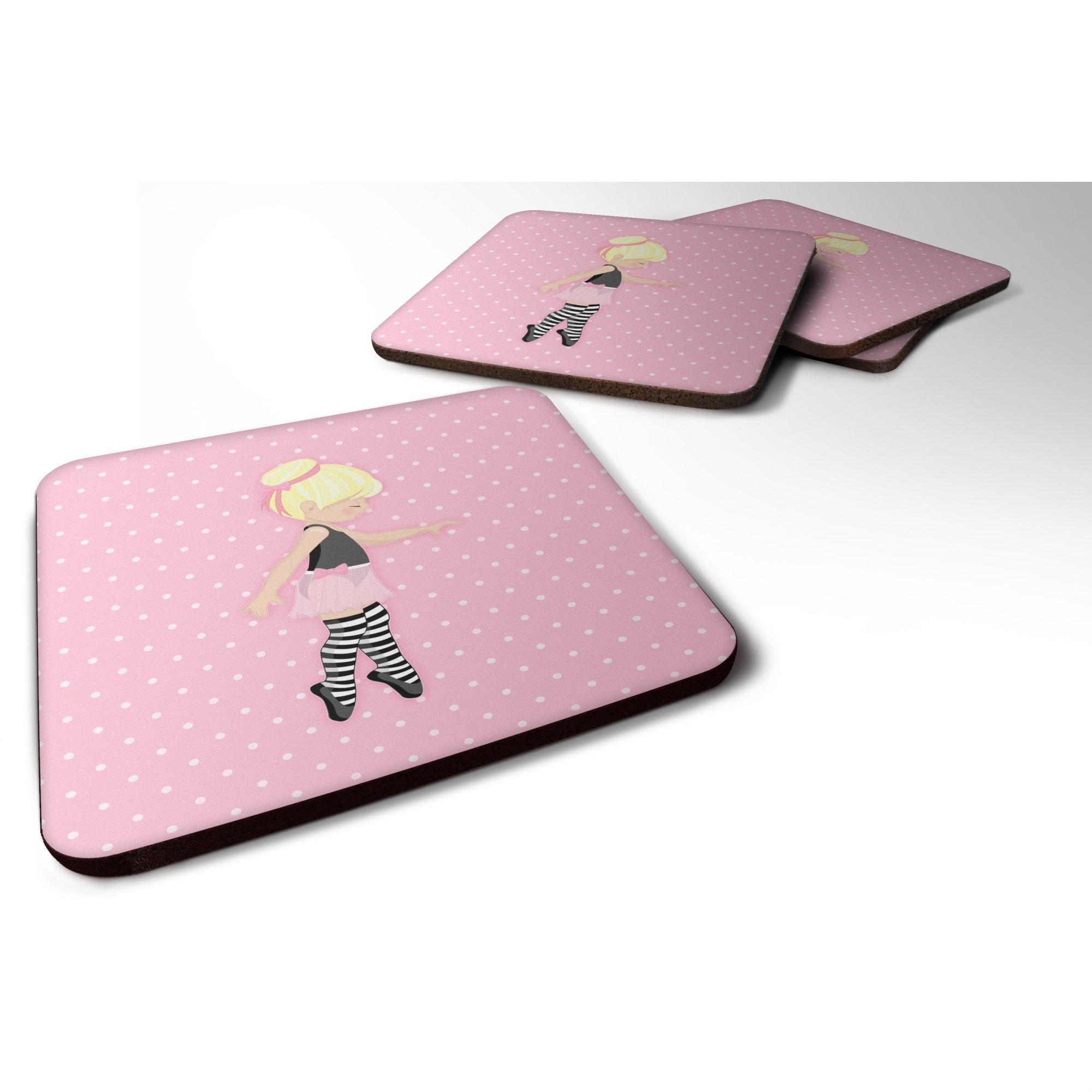 'Caroline'S Treasures Ballerina Blonde Releve Foam Coaster Set Of 4, 3.5, Multicolor''