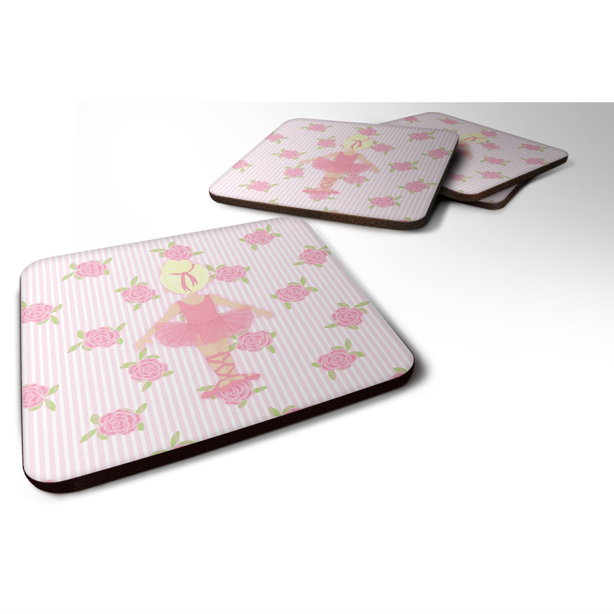 'Caroline'S Treasures Ballerina Blonde Back Pose Foam Coaster Set Of 4, 3.5, Multicolor''