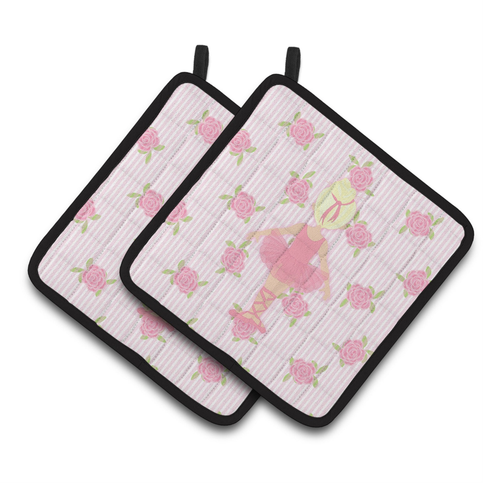 'Caroline'S Treasures Ballerina Blonde Back Pose Pair Of Pot Holders, 7.5Hx7.5W, Multicolor''