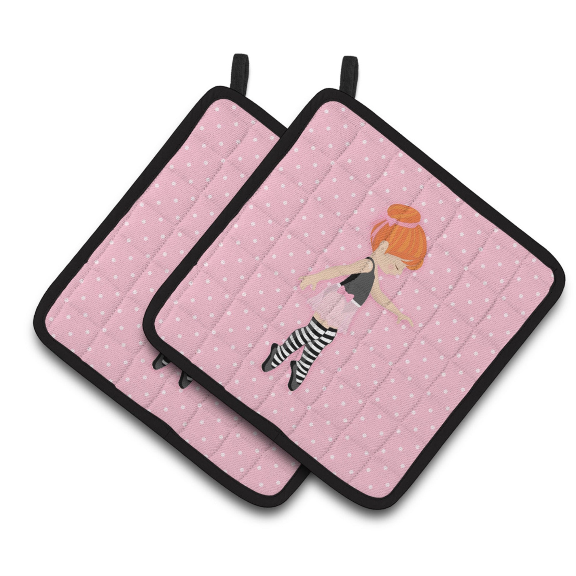 'Caroline'S Treasures Ballerina Red Head Releve Pair Of Pot Holders, 7.5Hx7.5W, Multicolor''