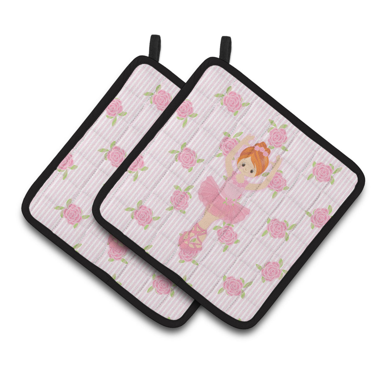 'Caroline'S Treasures Ballerina Red Front Pose Pair Of Pot Holders, 7.5Hx7.5W, Multicolor''