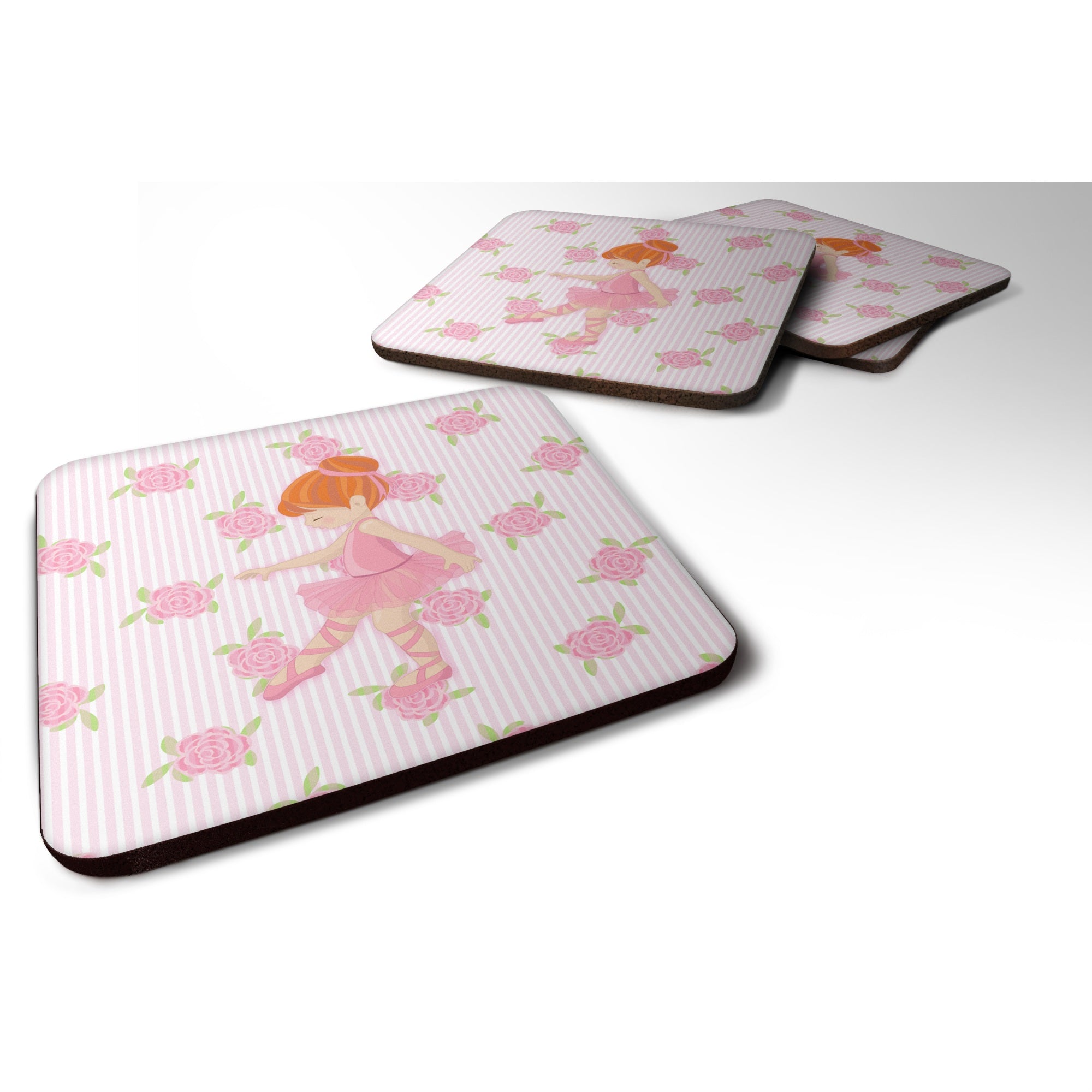 'Caroline'S Treasures Bb5170Fc Ballerina Red Head Pt. Foam Coaster (Set Of 4), 3.5'''', Multicolor''