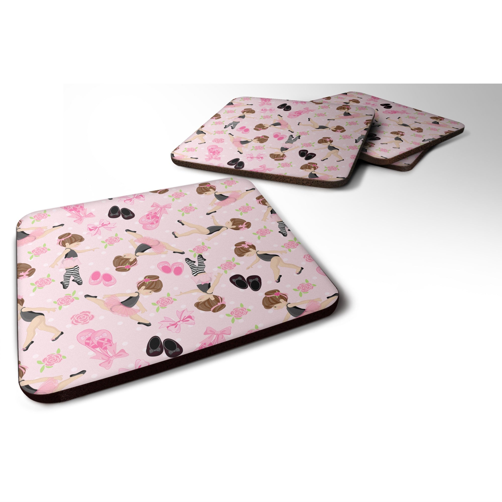 'Caroline'S Treasures Ballerinas & Roses Foam Coaster Set Of 4, 3.5, Multicolor''
