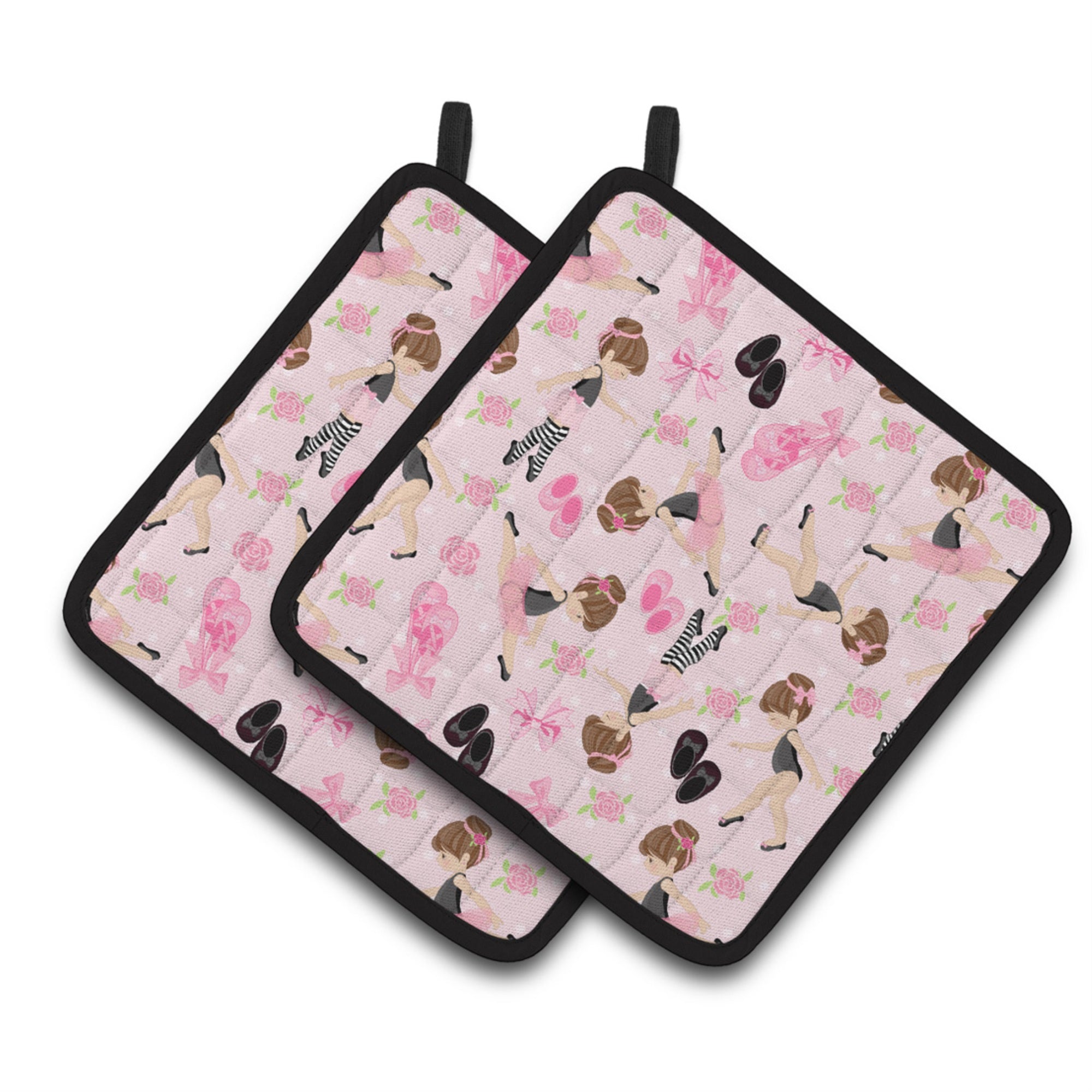 'Caroline'S Treasures Ballerinas & Roses Pair Of Pot Holders, 7.5Hx7.5W, Multicolor''
