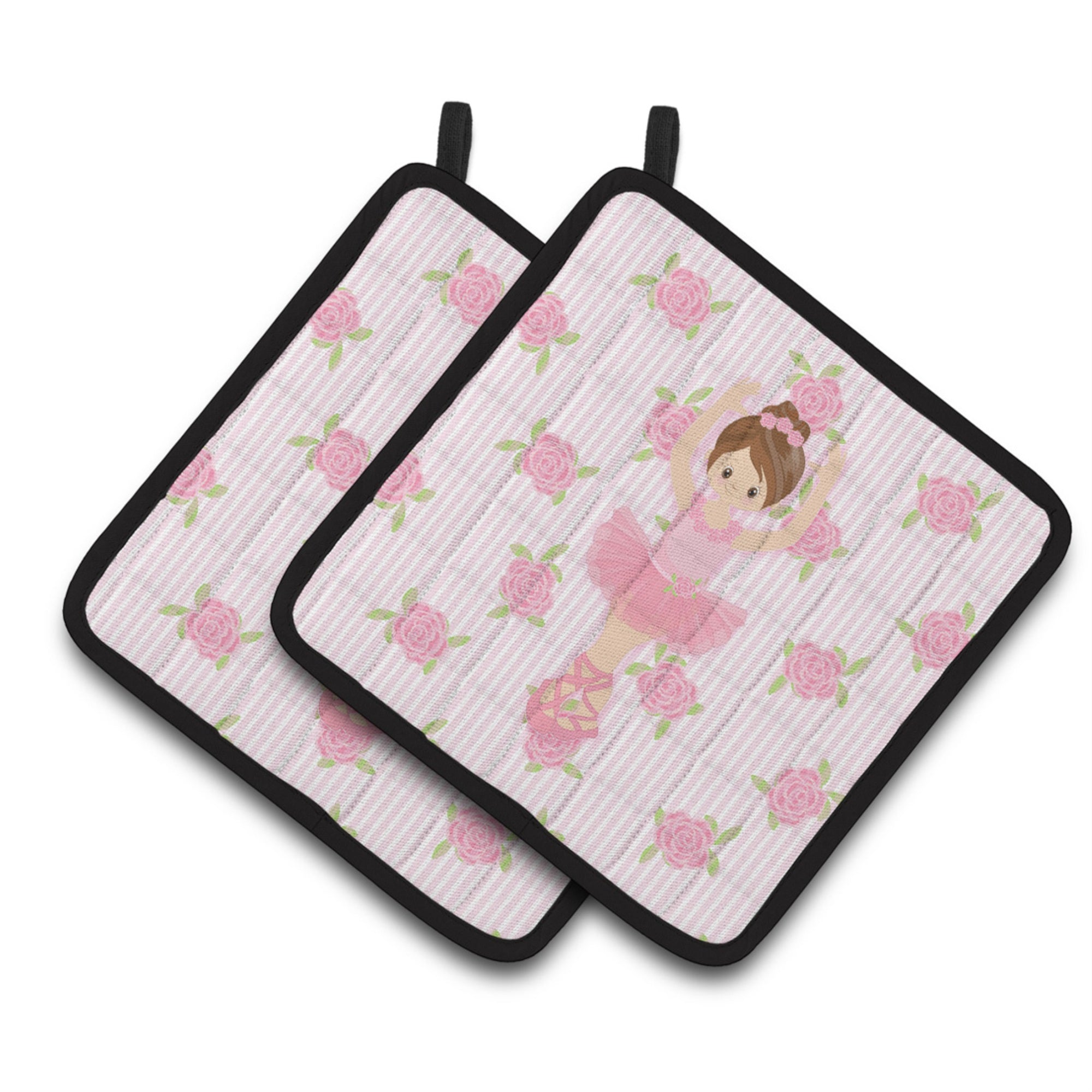 'Caroline'S Treasures Ballerina Brunette Front Pose Pair Of Pot Holders, 7.5Hx7.5W, Multicolor''
