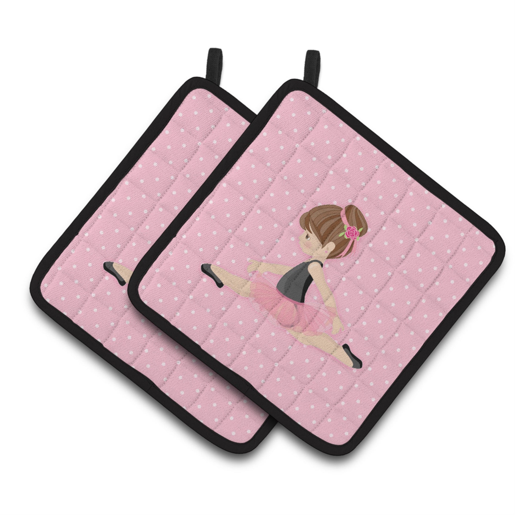'Caroline'S Treasures Ballerina Brunette Jete Pair Of Pot Holders, 7.5Hx7.5W, Multicolor''