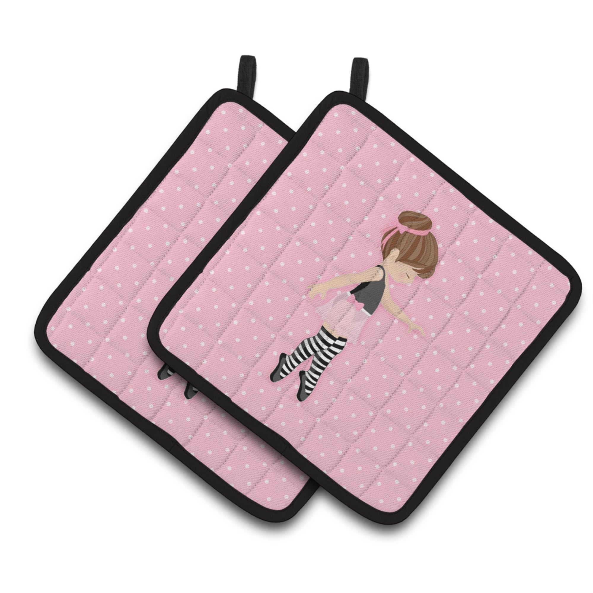 'Caroline'S Treasures Ballerina Brunette Releve Pair Of Pot Holders, 7.5Hx7.5W, Multicolor''