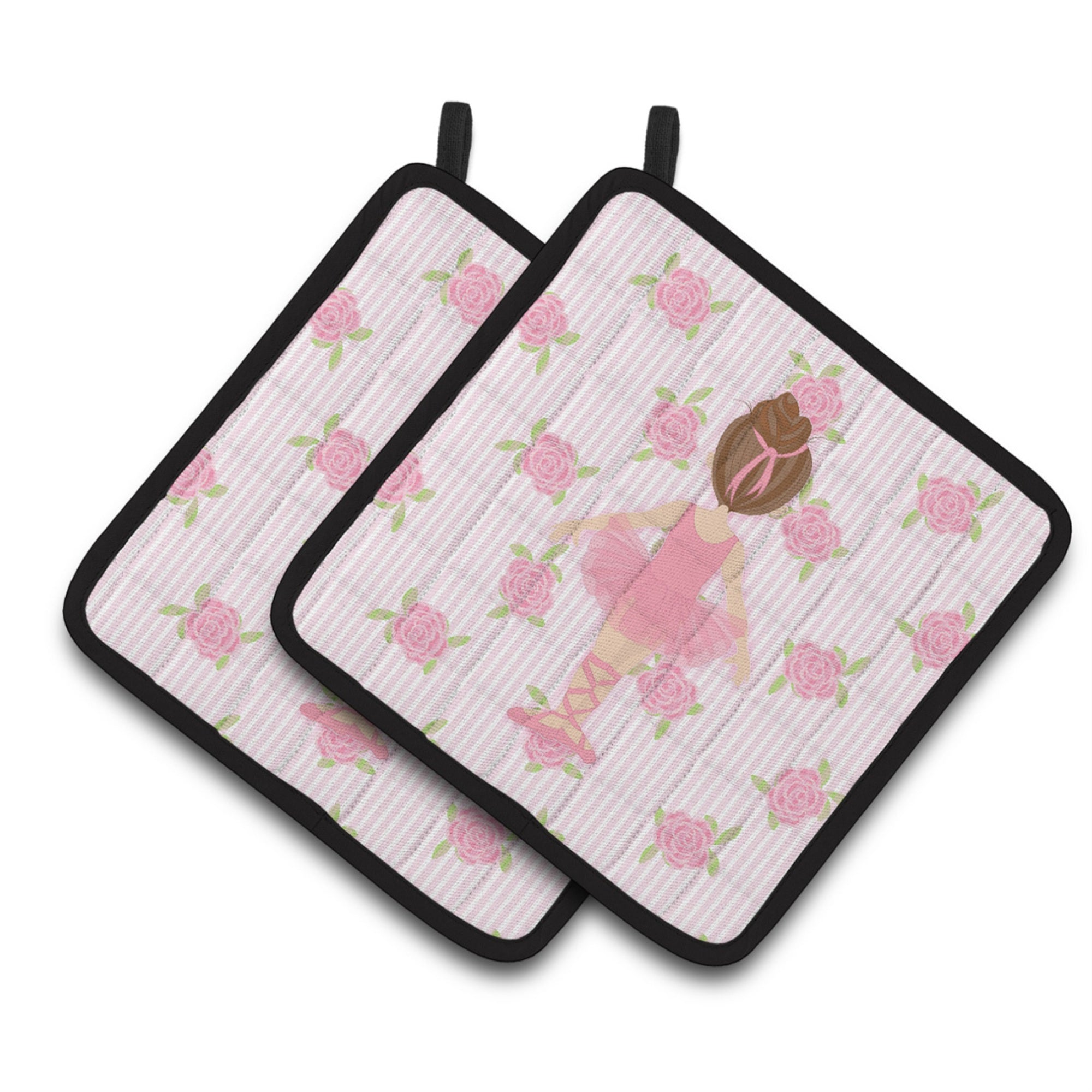 'Caroline'S Treasures Ballerina Brunette Back Pose Pair Of Pot Holders, 7.5Hx7.5W, Multicolor''