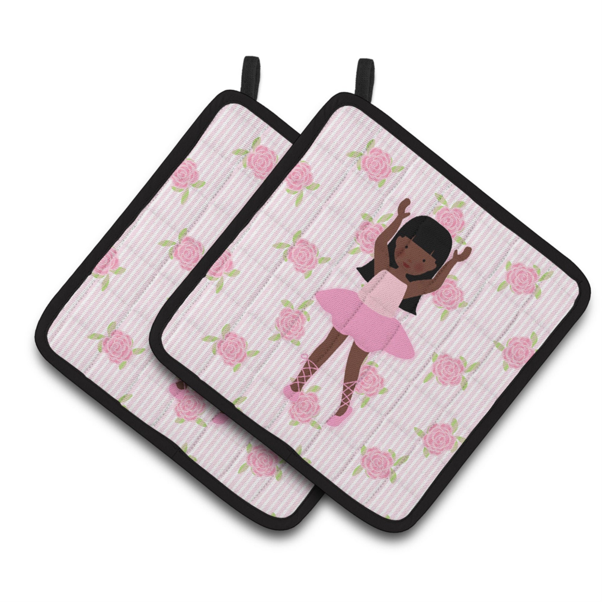 'Caroline'S Treasures Ballerina African American Long Hair Pair Of Pot Holders, 7.5Hx7.5W, Multicolor''